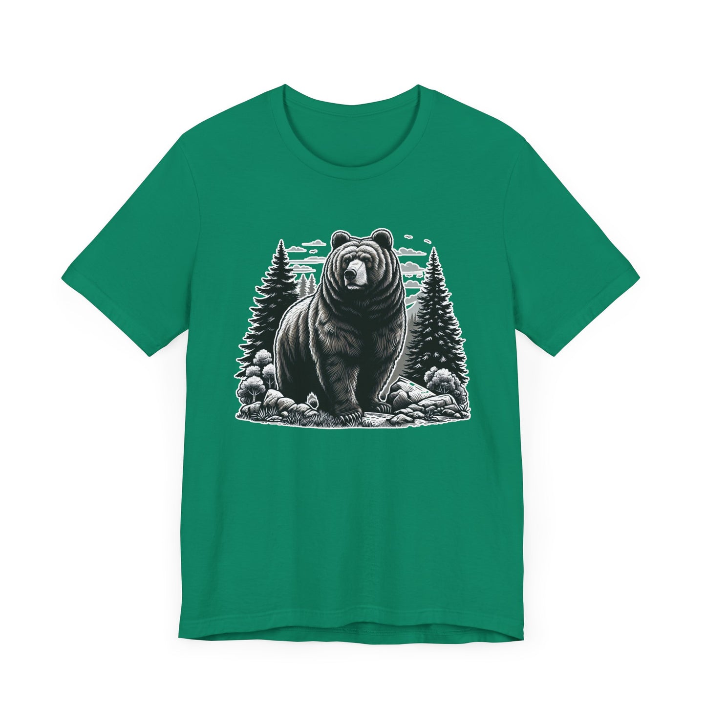 Majestic Wild Bear gazes intently at Stream Edge captivating Graphic T-Shirt