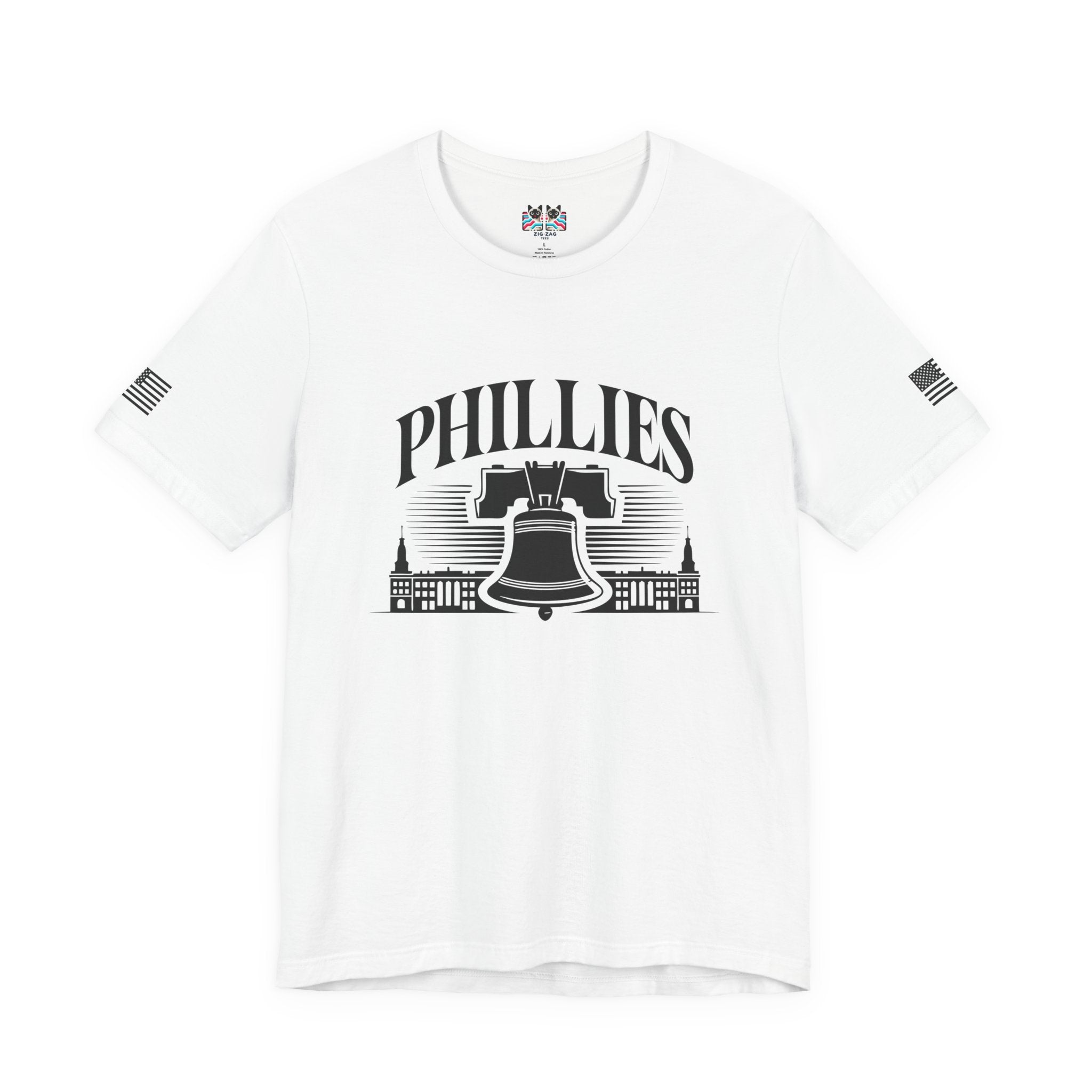 Phillies T-Shirt – Liberty Bell Philadelphia Skyline Arch Graphic Tee