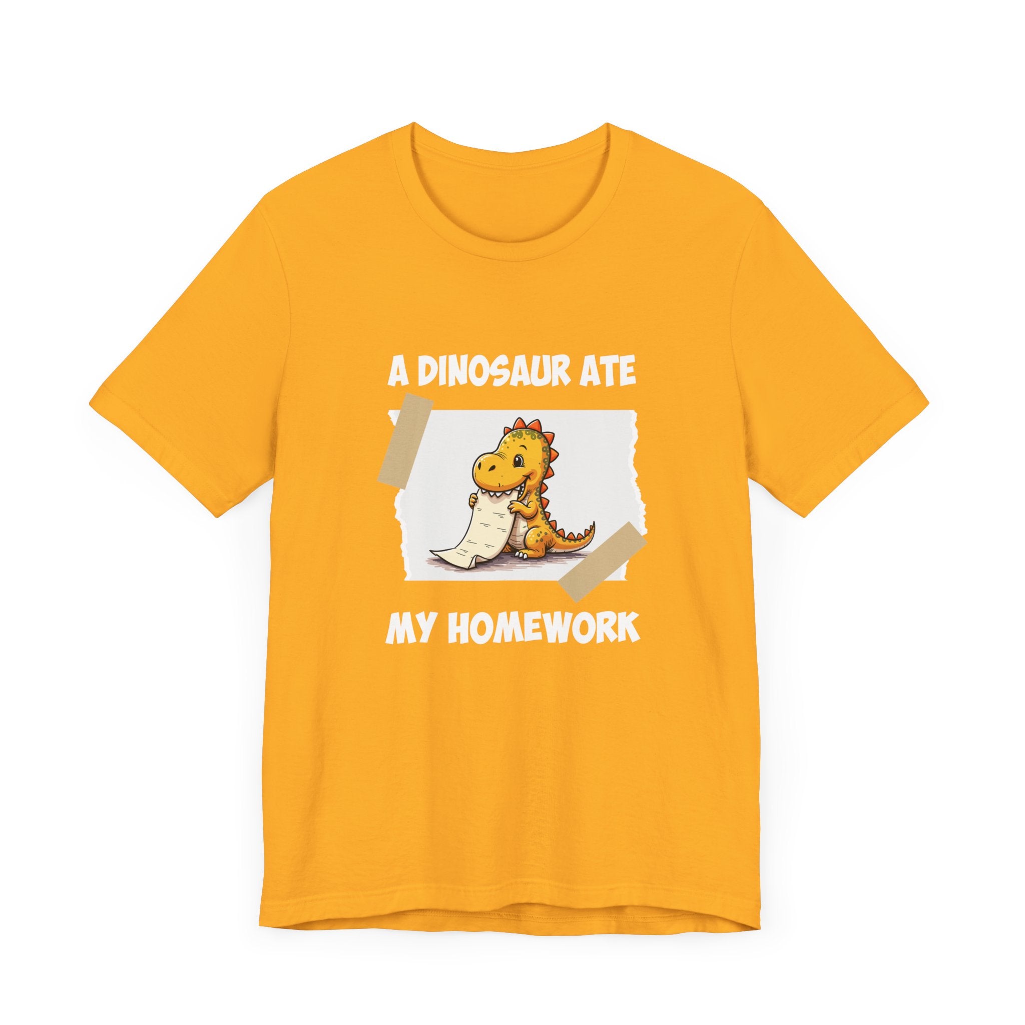 Homework Excuse T-Shirt – Cute Dino Eating Homework Graphic