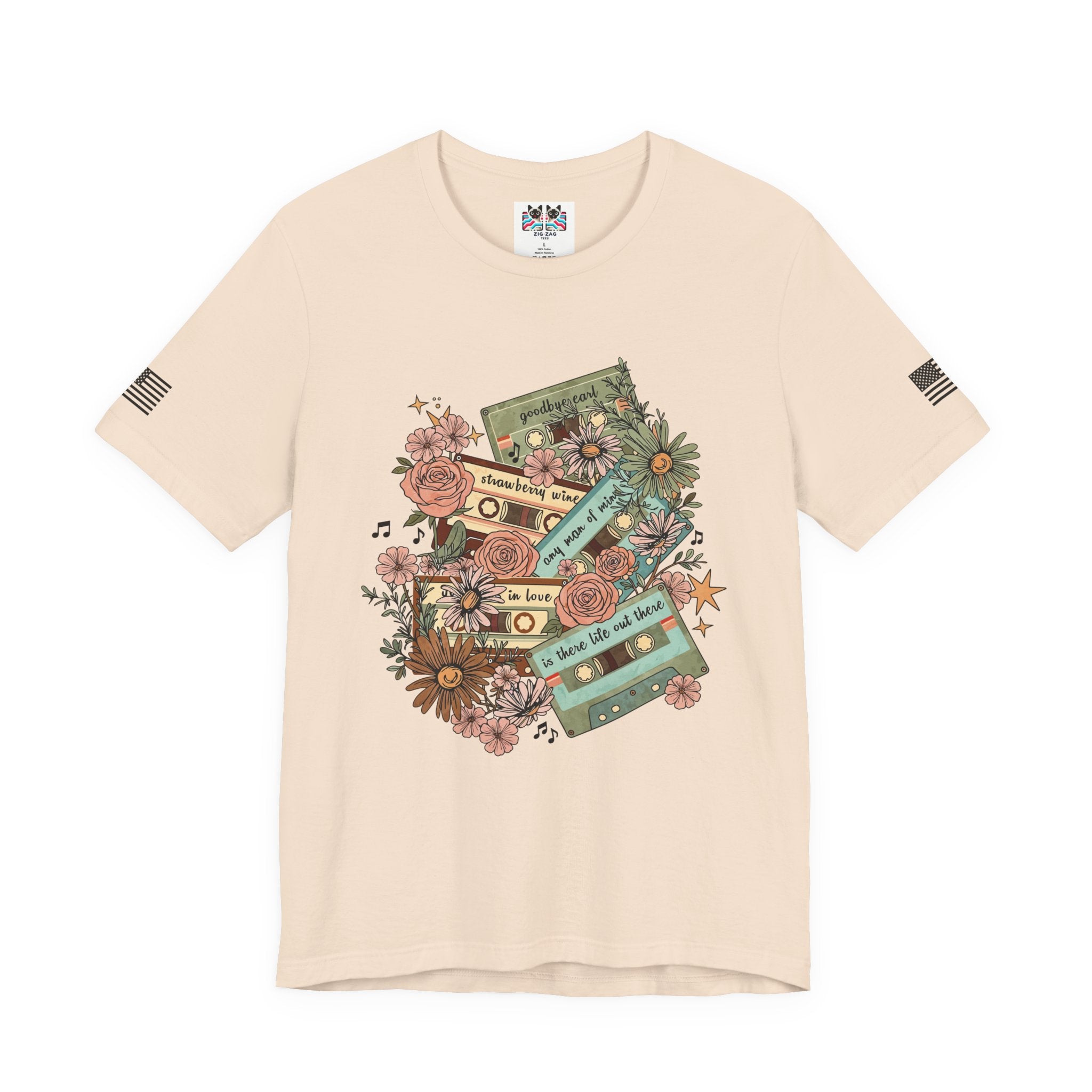 Country Music Cassette Tapes T-Shirt – Retro Floral Classic Country Songs Graphic Tee