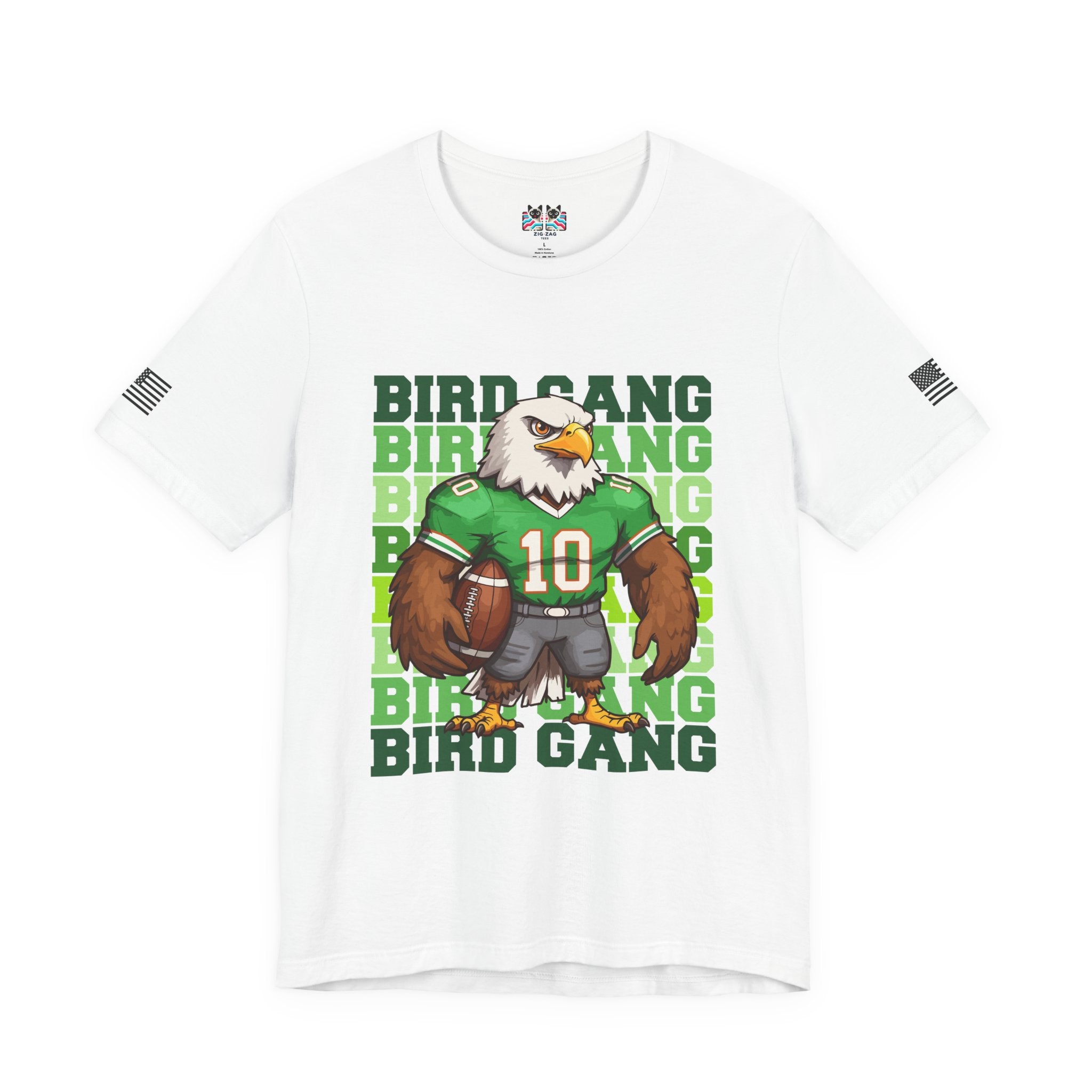 Bird Gang T-Shirt – Stacked Repeat Typography Eagle Football Mascot Graphic Tee Philadelphia Fan