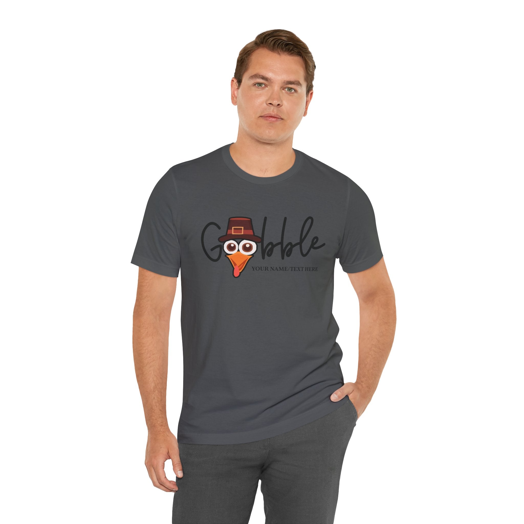 Custom T-Shirt - Gobble Turkey Head Cursive T-Shirt