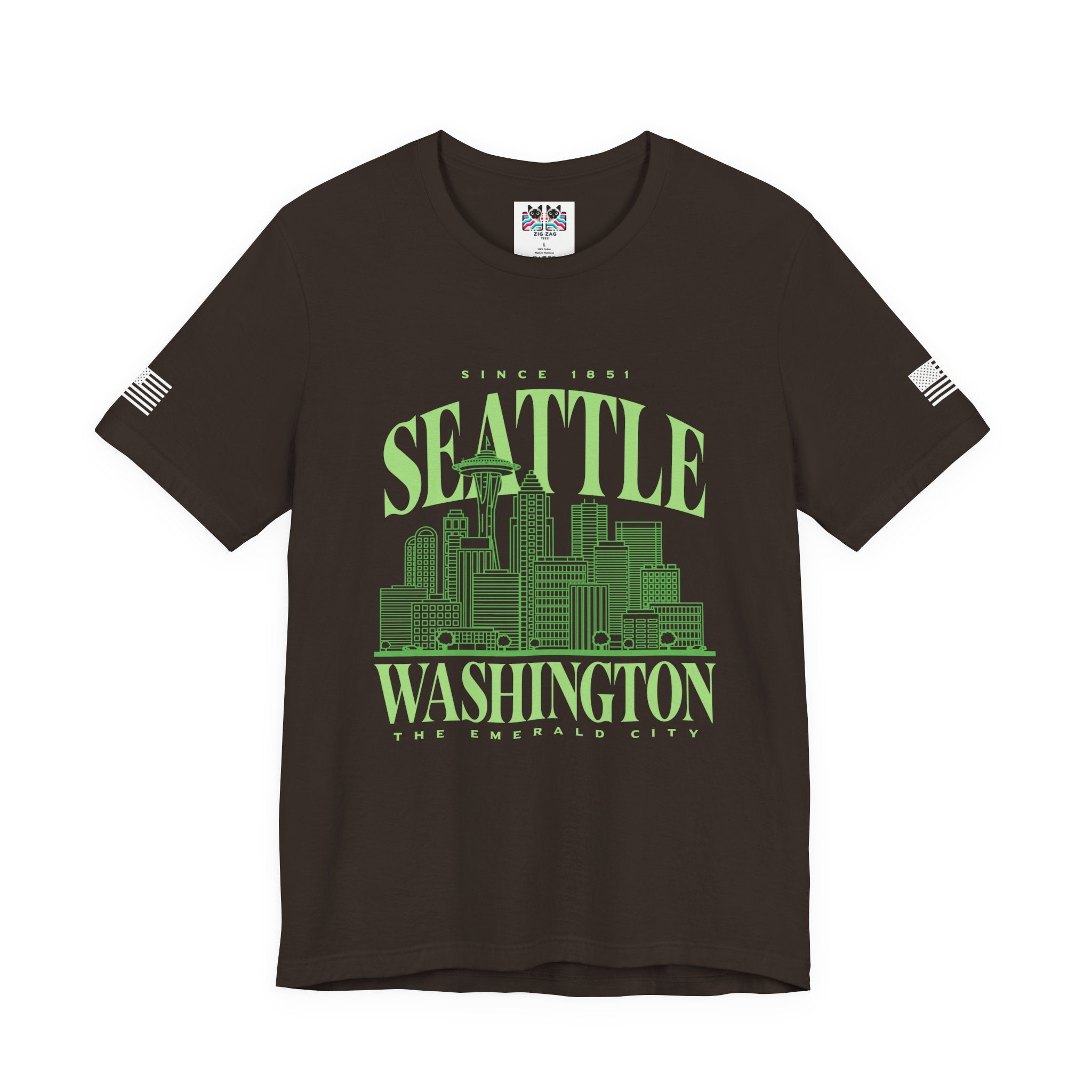 Seattle Washington The Emerald City Since 1851 Skyline Graphic T-Shirt | Seattle Pride Tee | Pacific Northwest Shirt