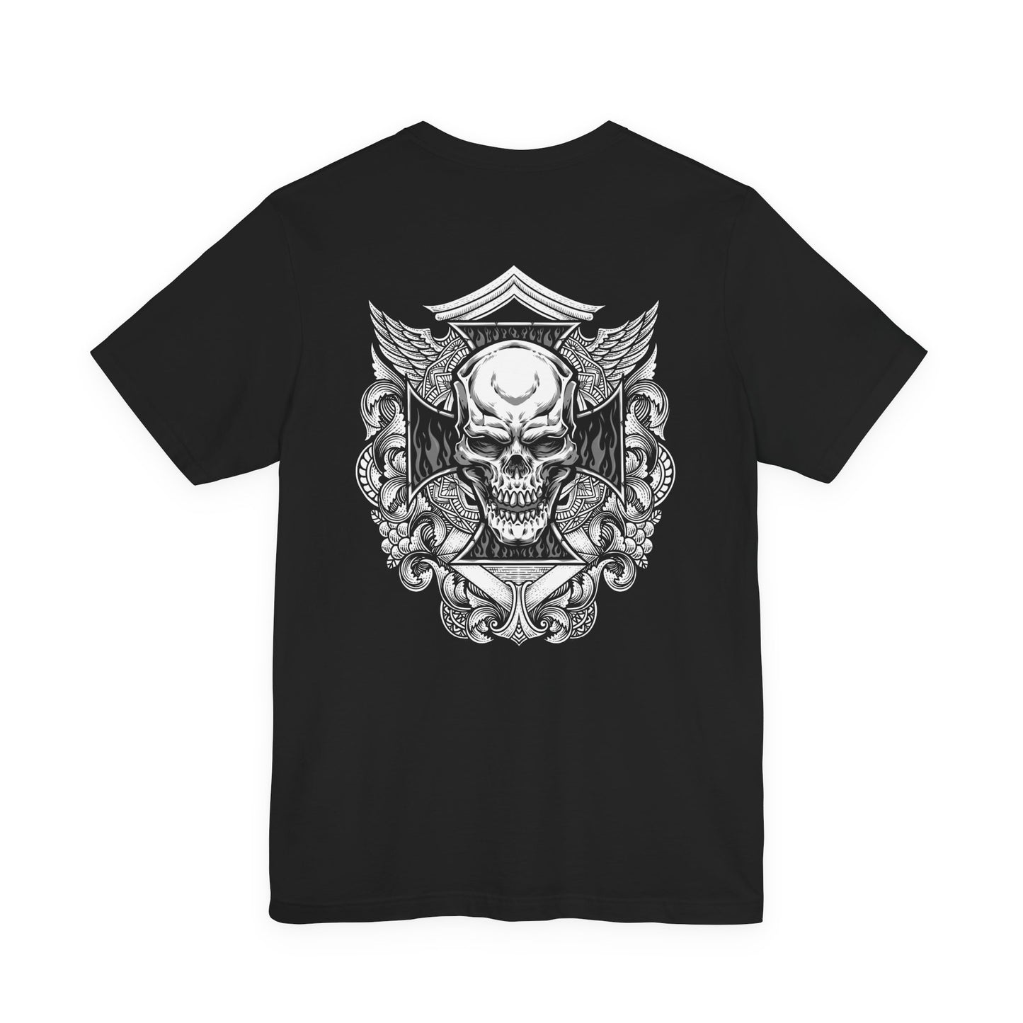 Gothic Winged Skull Ornamental Horror T-Shirt