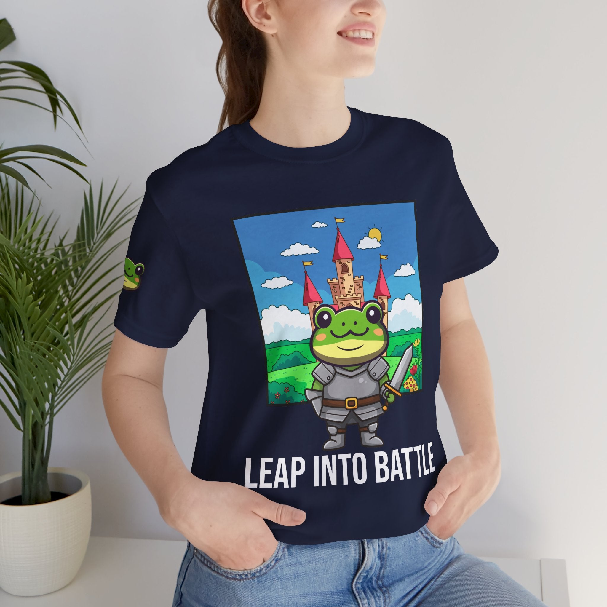 Custom T-Shirt - Knight Frog Castle T-Shirt – Cute Frog Knight Medieval Fantasy Graphic Tee