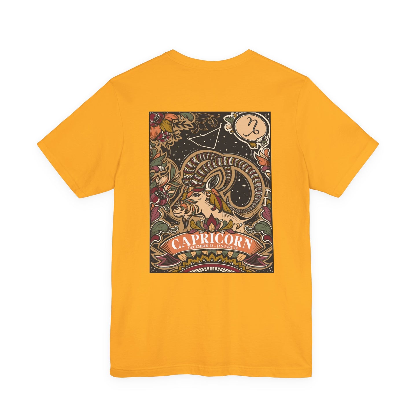 Capricorn Constellation & Floral Zodiac T-Shirt – December 22 to January 19