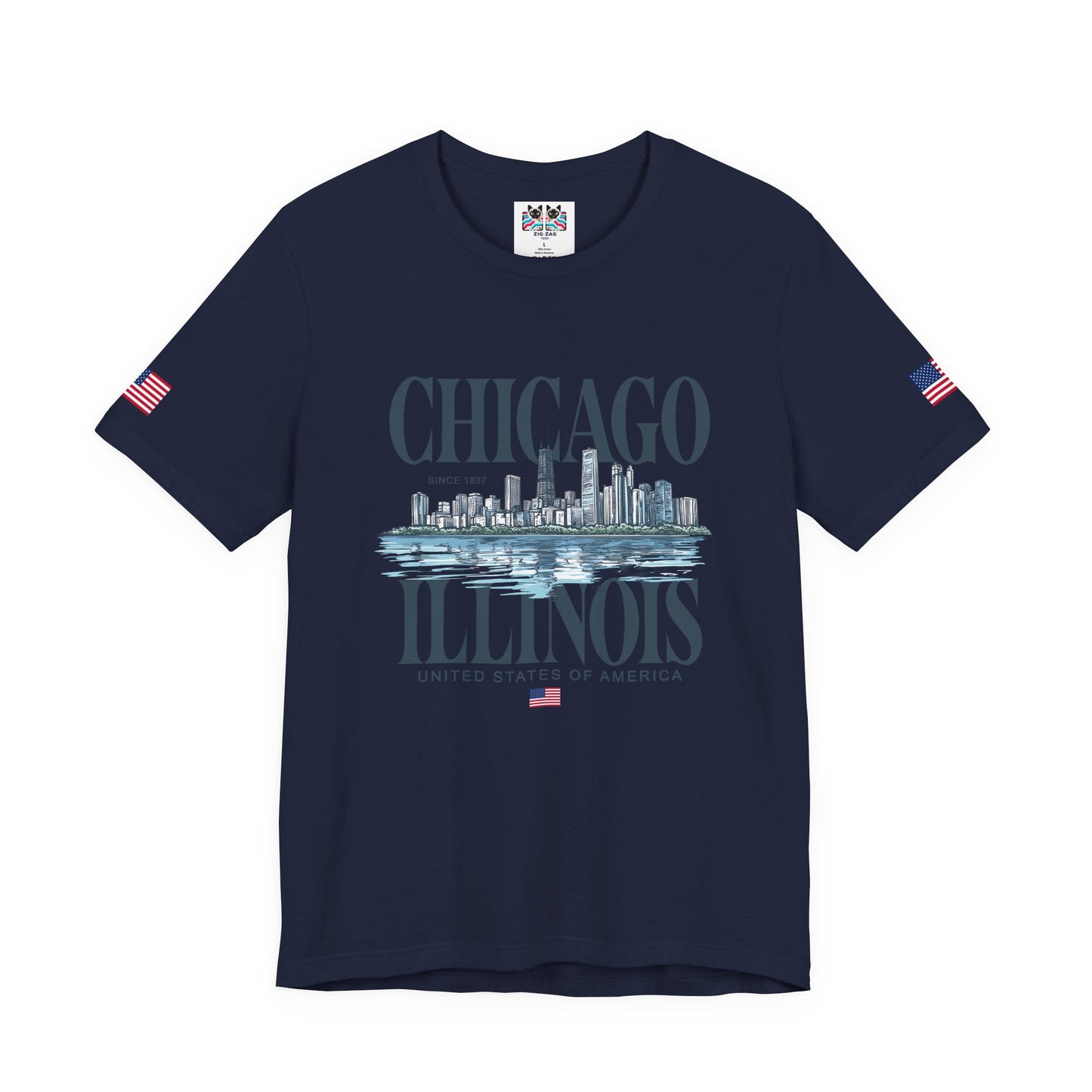 Chicago Illinois T-Shirt - Since 1837 Skyline Lake Michigan United States Design