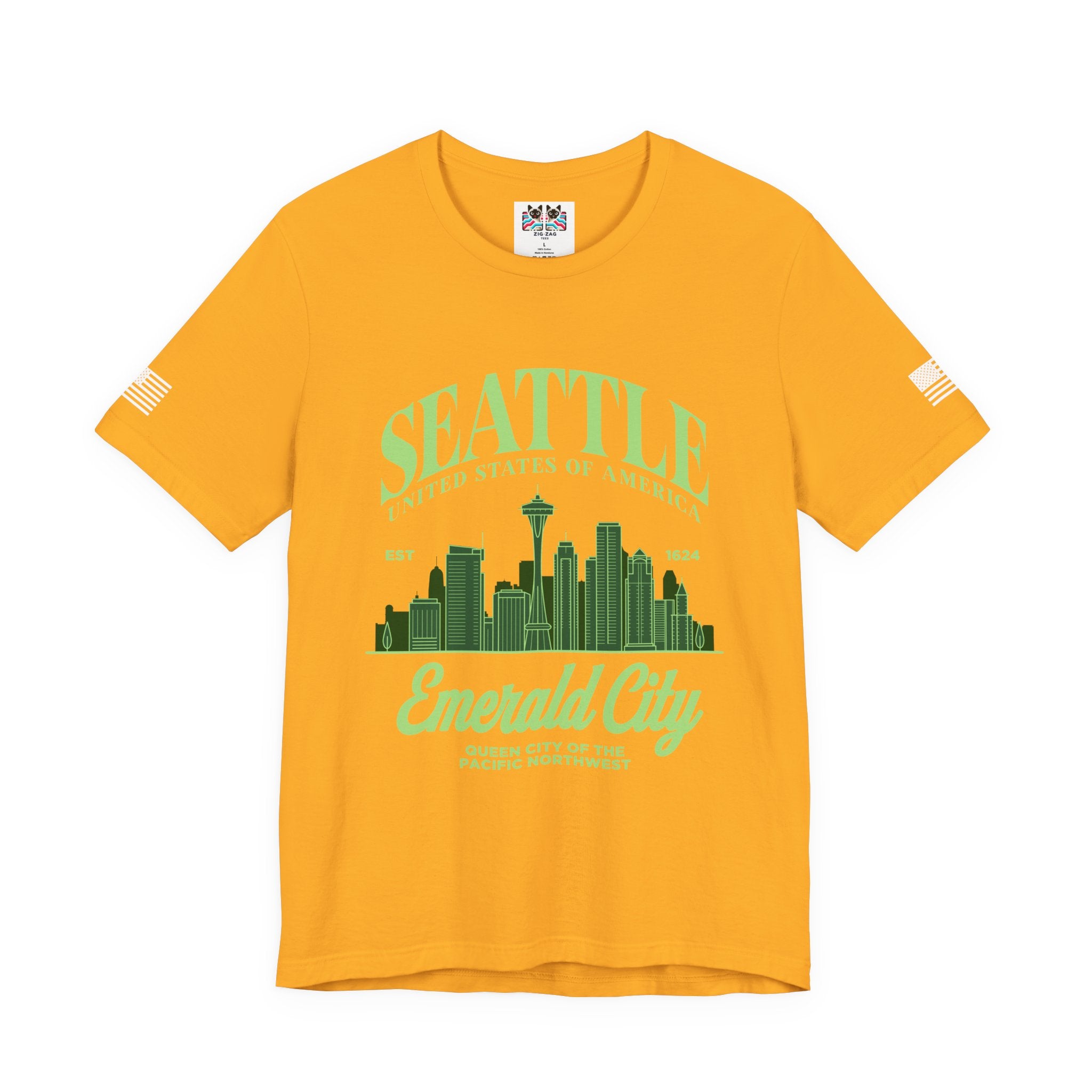 Seattle Emerald City Skyline T-Shirt | United States of America EST 1624 Pacific Northwest Graphic Tee