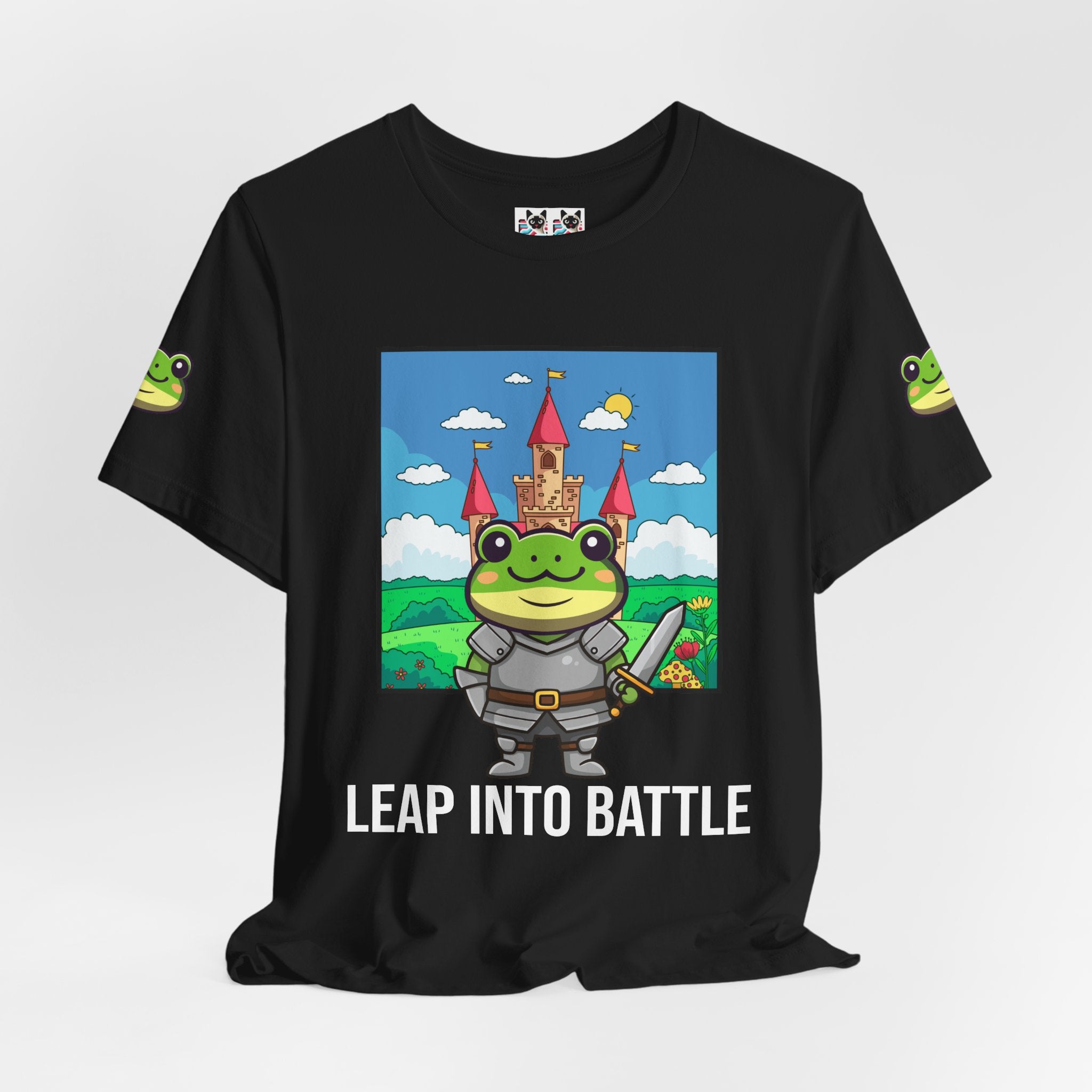 Custom T-Shirt - Knight Frog Castle T-Shirt – Cute Frog Knight Medieval Fantasy Graphic Tee