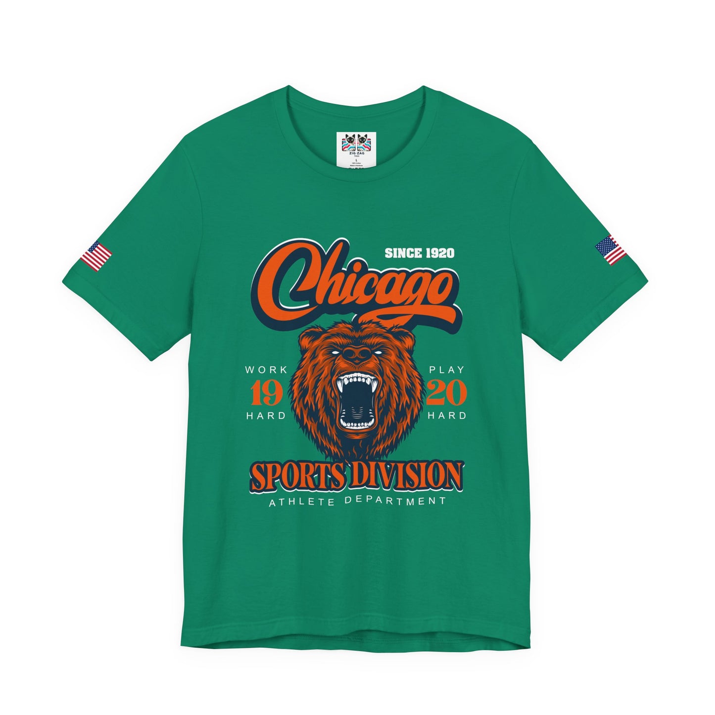 Chicago Sports Division T-Shirt - Since 1920 Bear Mascot Work Hard Play Hard