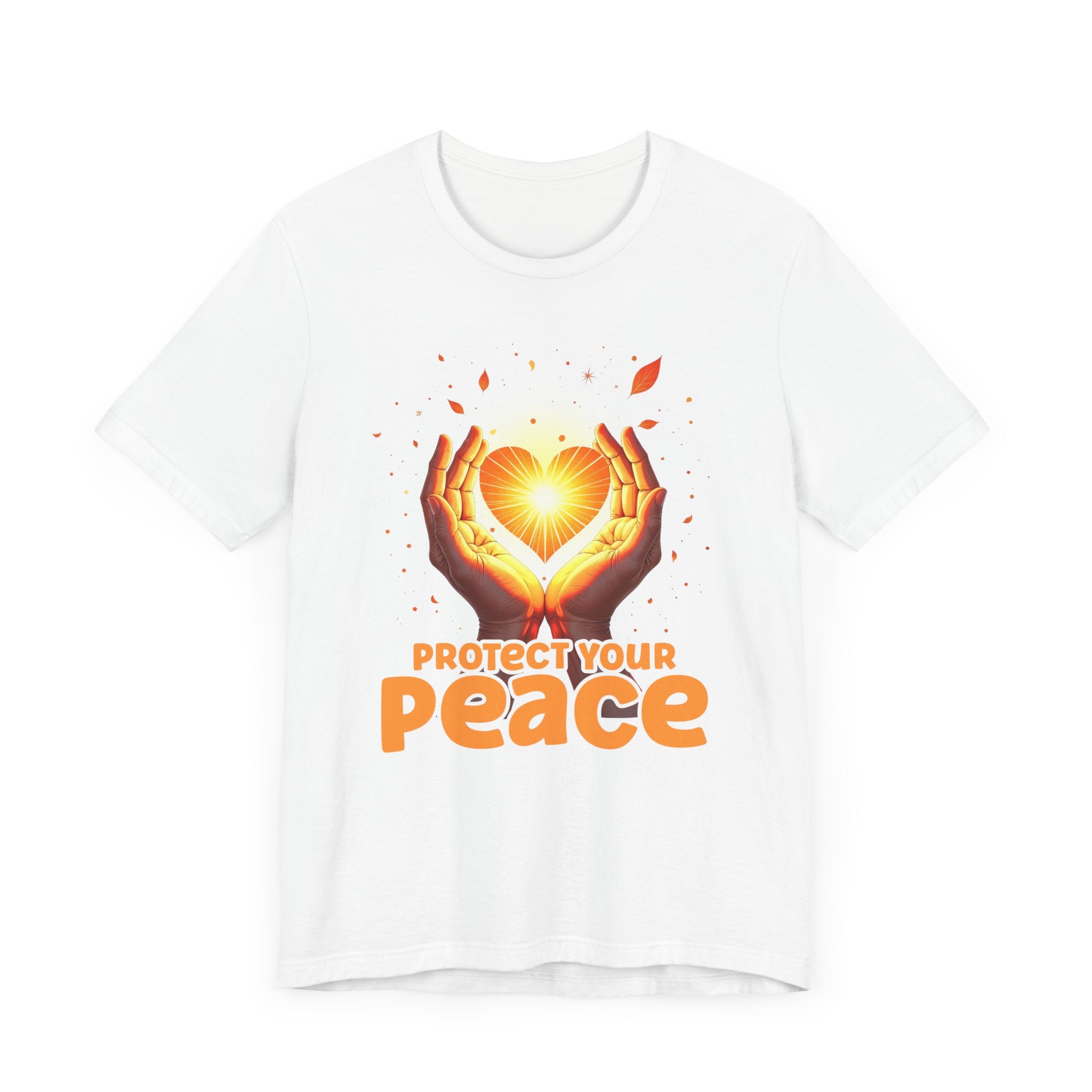 Protect Your Peace – Praying Hands with Heart & Nature Elements Graphic T-Shirt