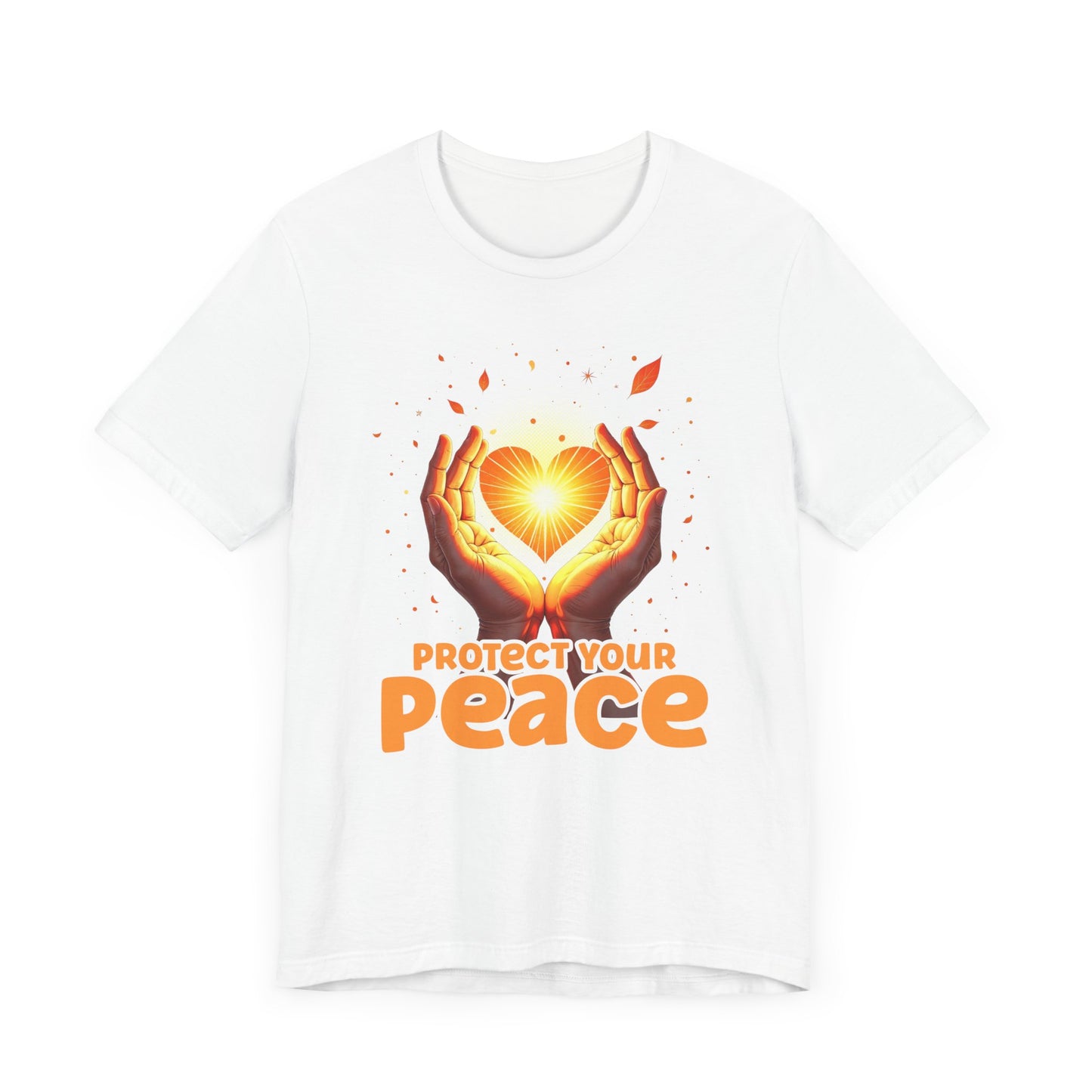 Protect Your Peace – Praying Hands with Heart & Nature Elements Graphic T-Shirt