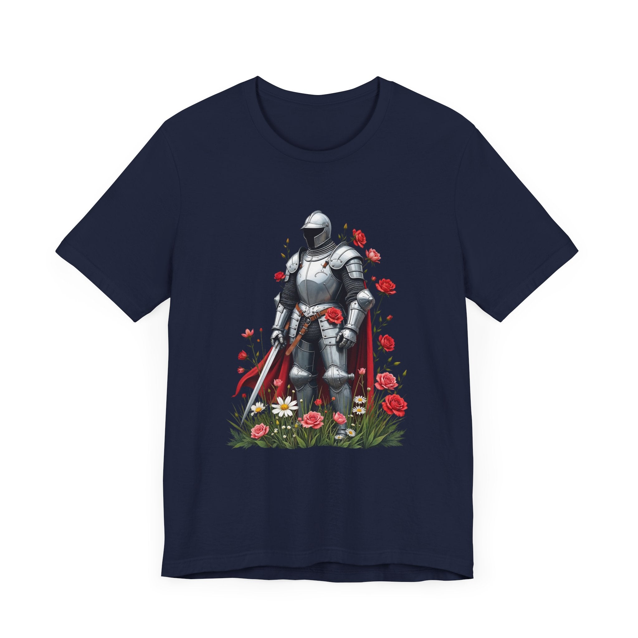 Medieval Knight and Roses Graphic Shirt – Strength and Beauty