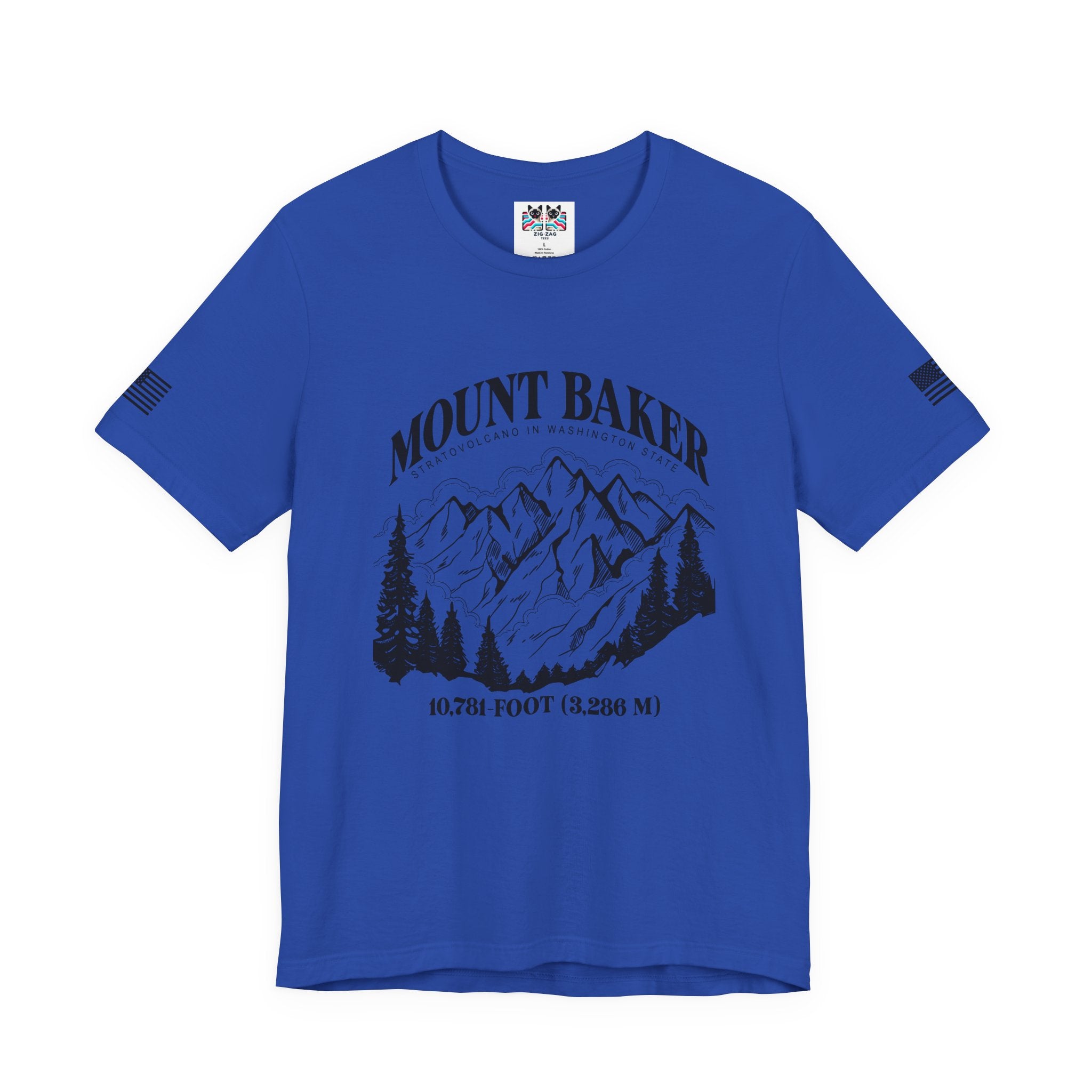 Mount Baker Stratovolcano Washington State 10,781-Foot Graphic T-Shirt | North Cascades Hiking Tee | PNW Mountain Shirt