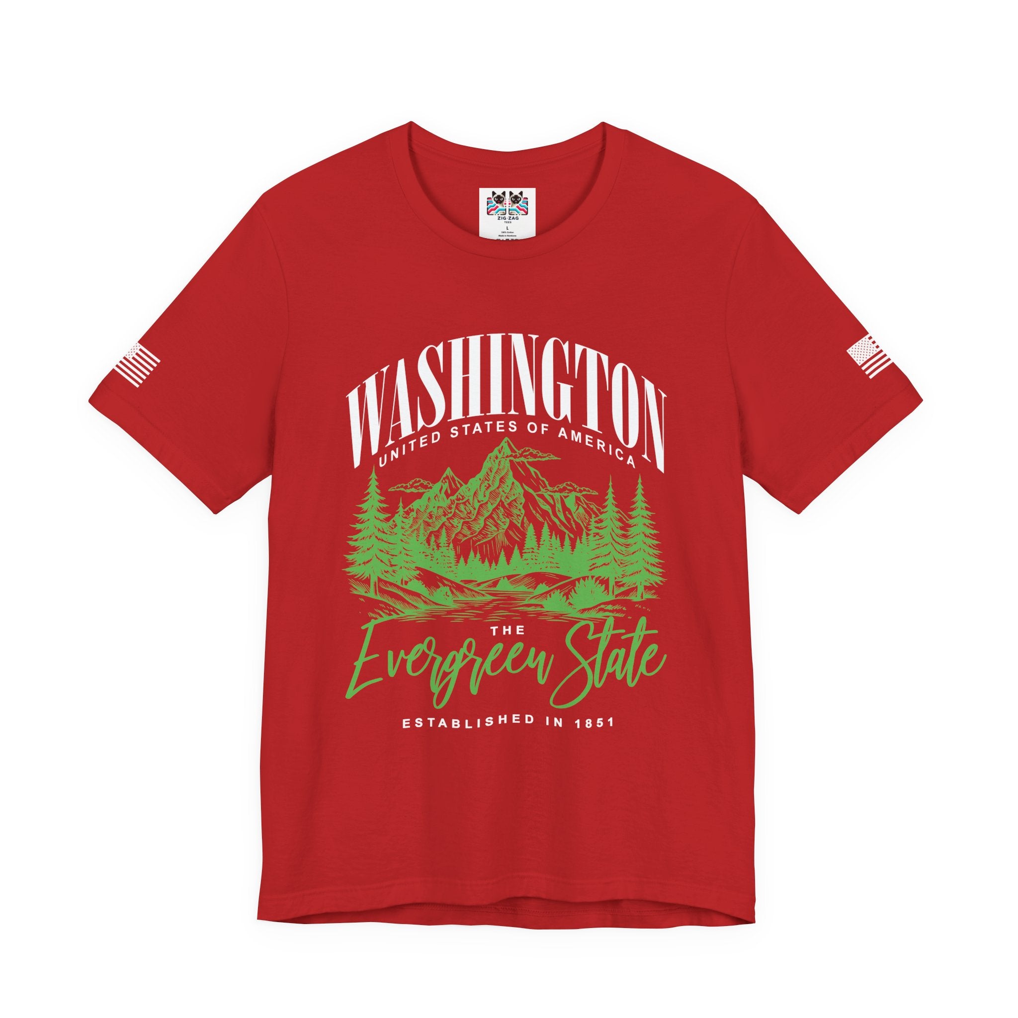 Washington The Evergreen State Mountain & Forest Nature Graphic T-Shirt | USA EST 1851 Pacific Northwest Tee