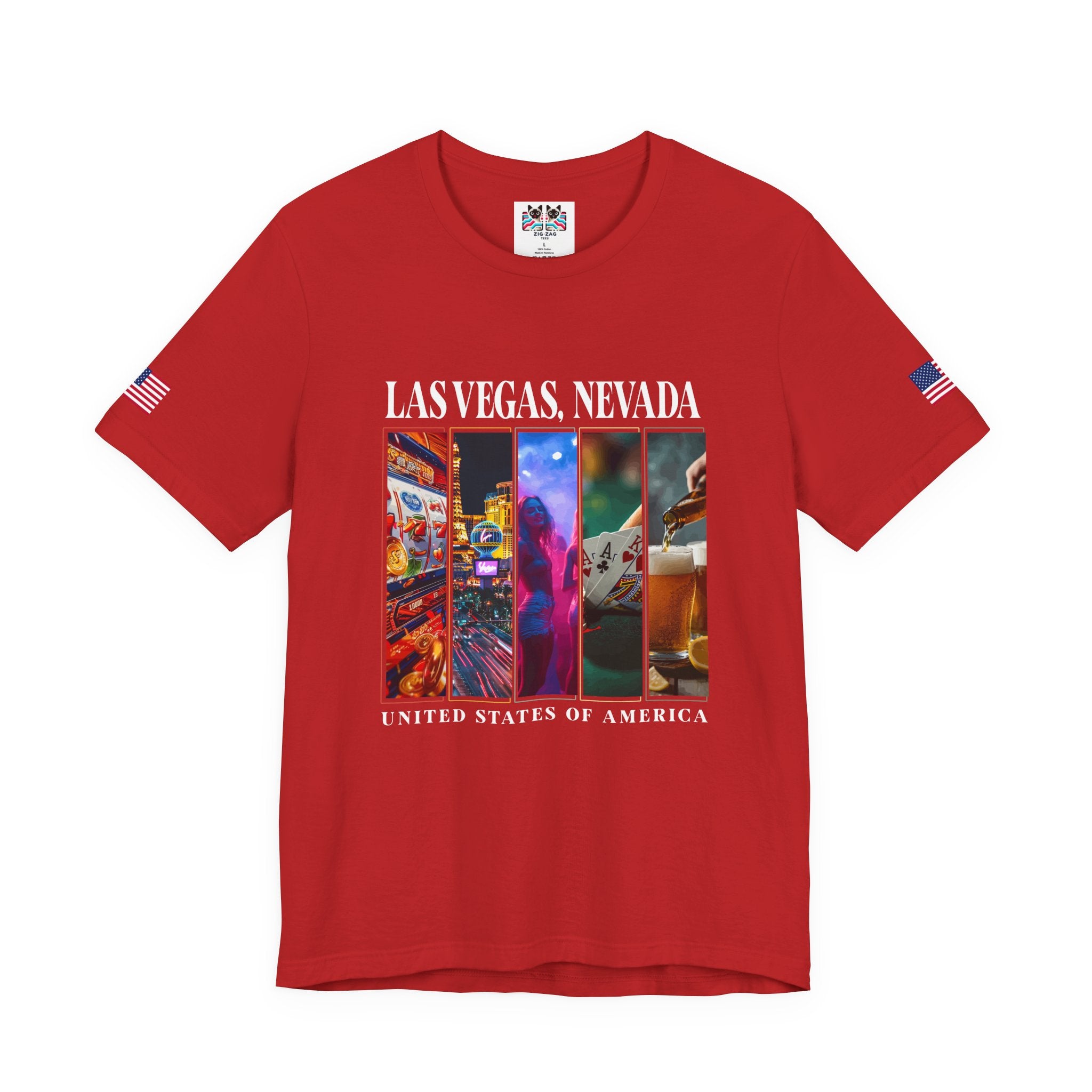 Las Vegas Nevada USA Photo Panel T-Shirt – Slots Strip Nightlife Poker Drinks Tee