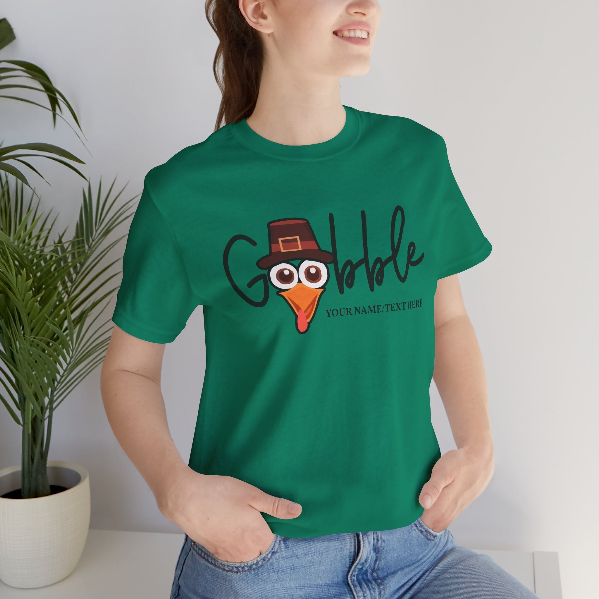 Custom T-Shirt - Gobble Turkey Head Cursive T-Shirt