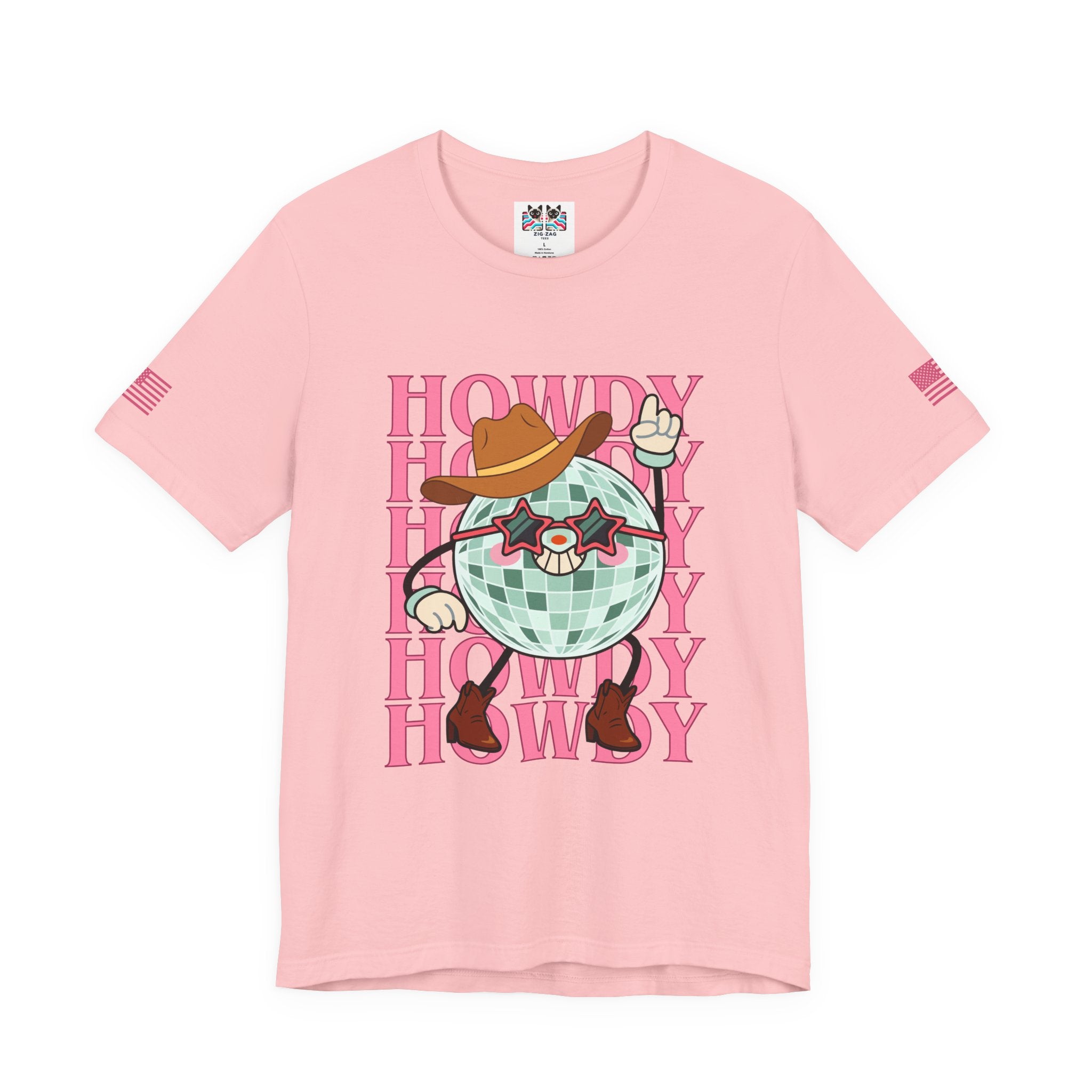 Howdy T-Shirt – Disco Ball Cowboy Repeat Typography Graphic Tee