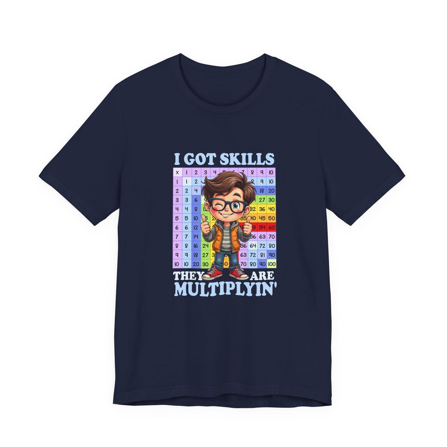 I Got Skills and They Are Multiplying Tshirt – Happy Boy with Thumbs Up & Numbers 1 to 100