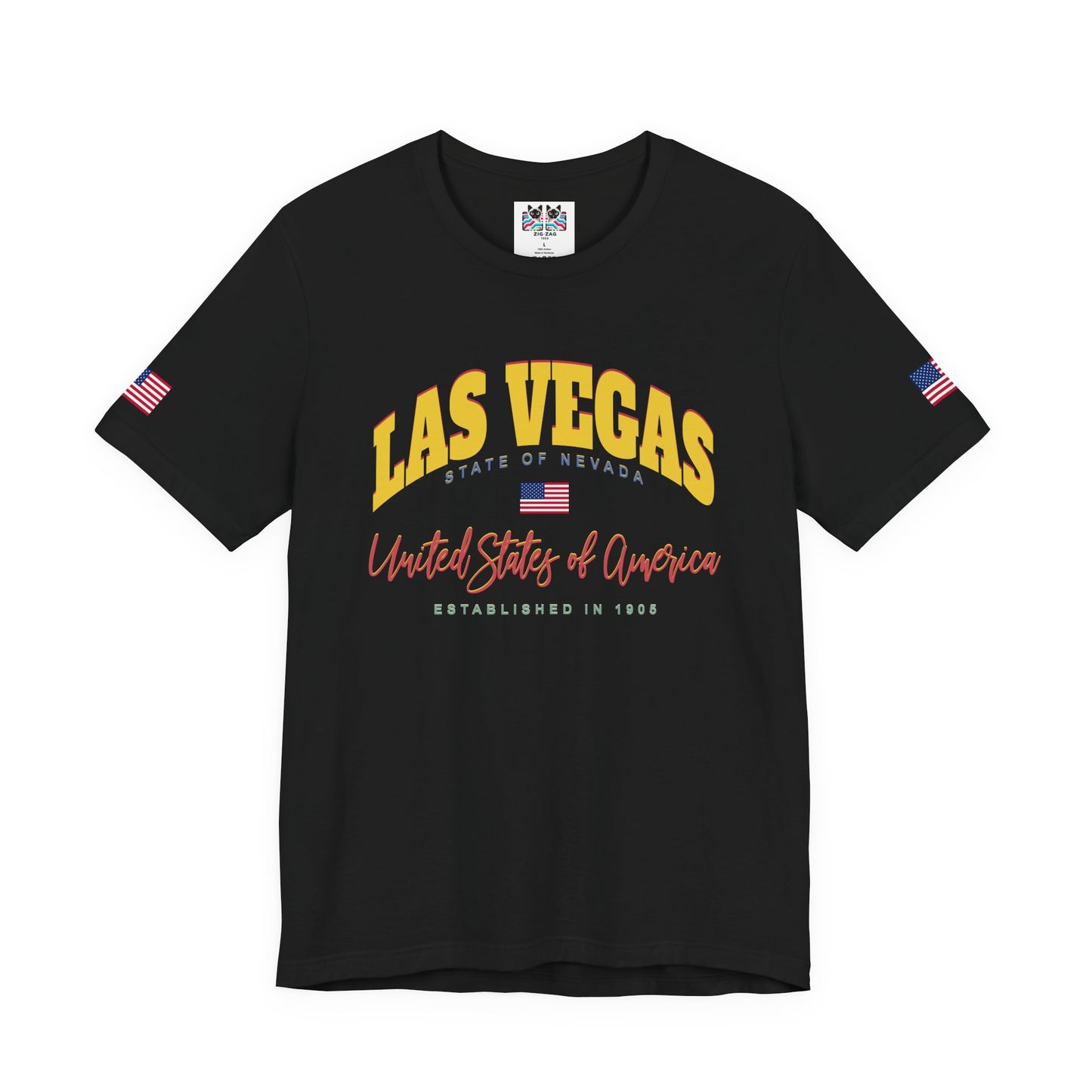 Las Vegas State of Nevada T-Shirt - Est 1905 Navy USA Flag Collegiate Design