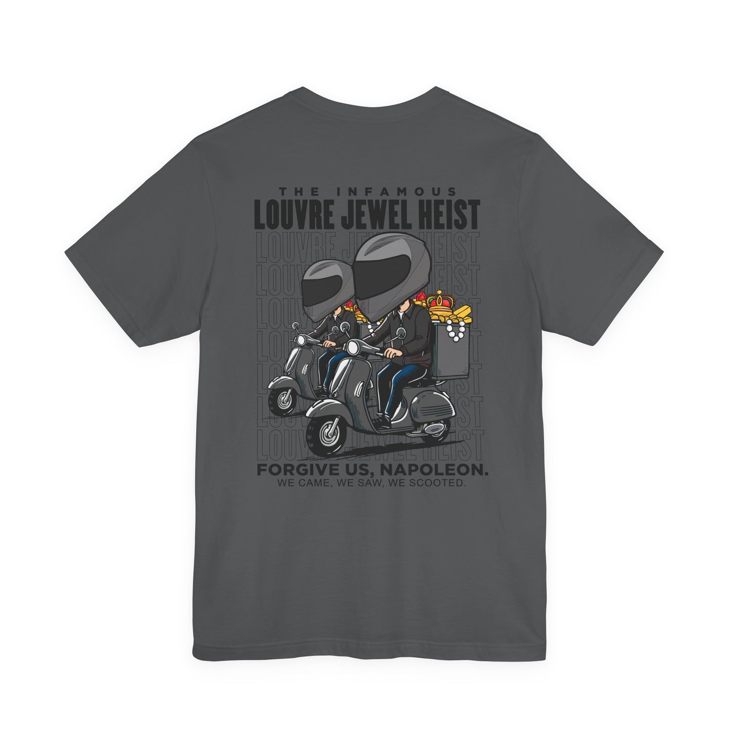 The 7 Minutes Louvre Jewel Heist – Napoleon’s Paris Getaway Tee [Black Text]