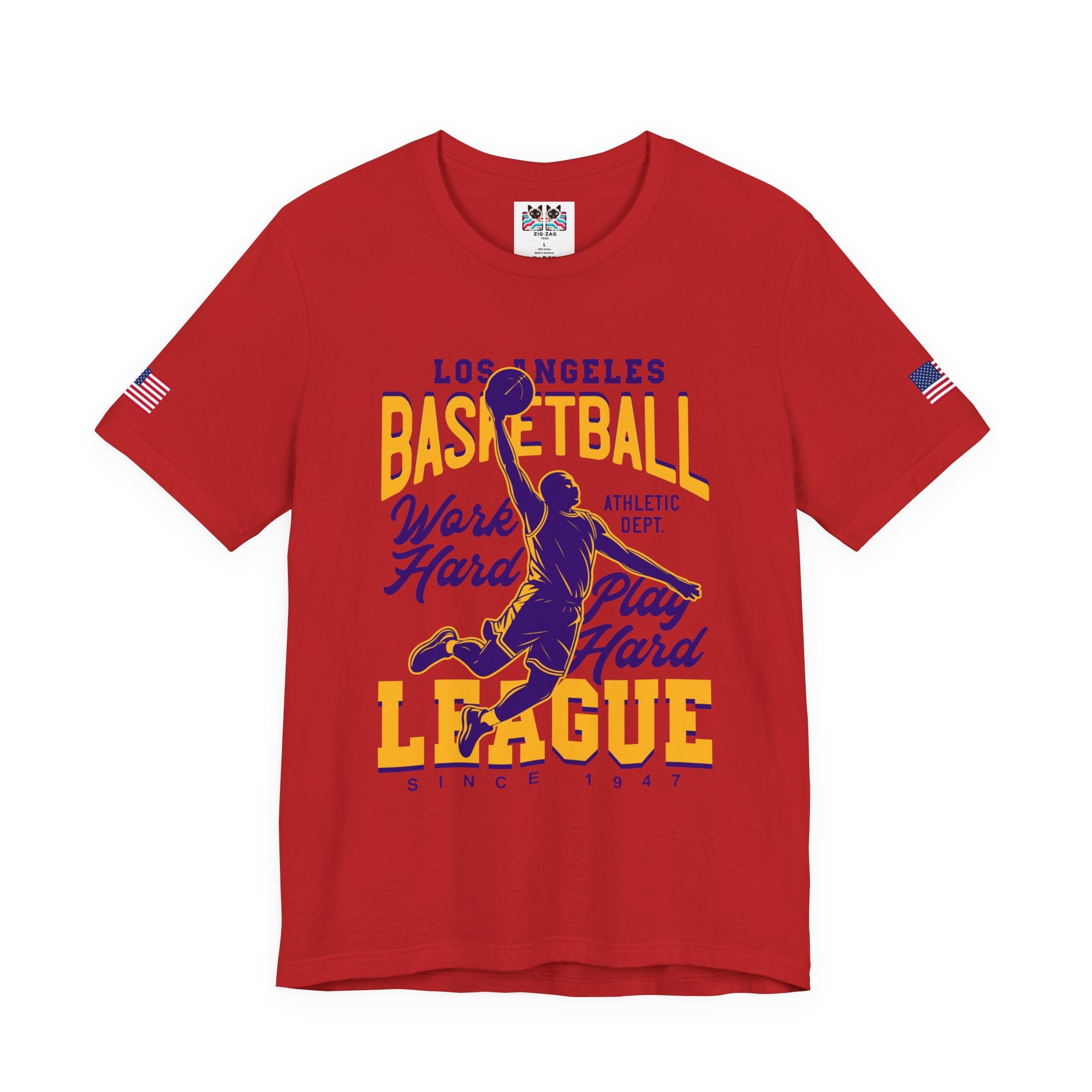 Los Angeles Basketball League T-Shirt – Work Hard Play Hard Athletic Dept Since 1947 Tee