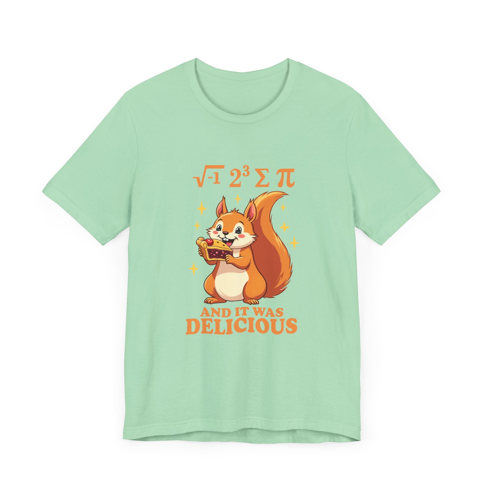 Funny Math Squirrel T-Shirt – “i 8 sum pi and it was delicious” Equation Pun