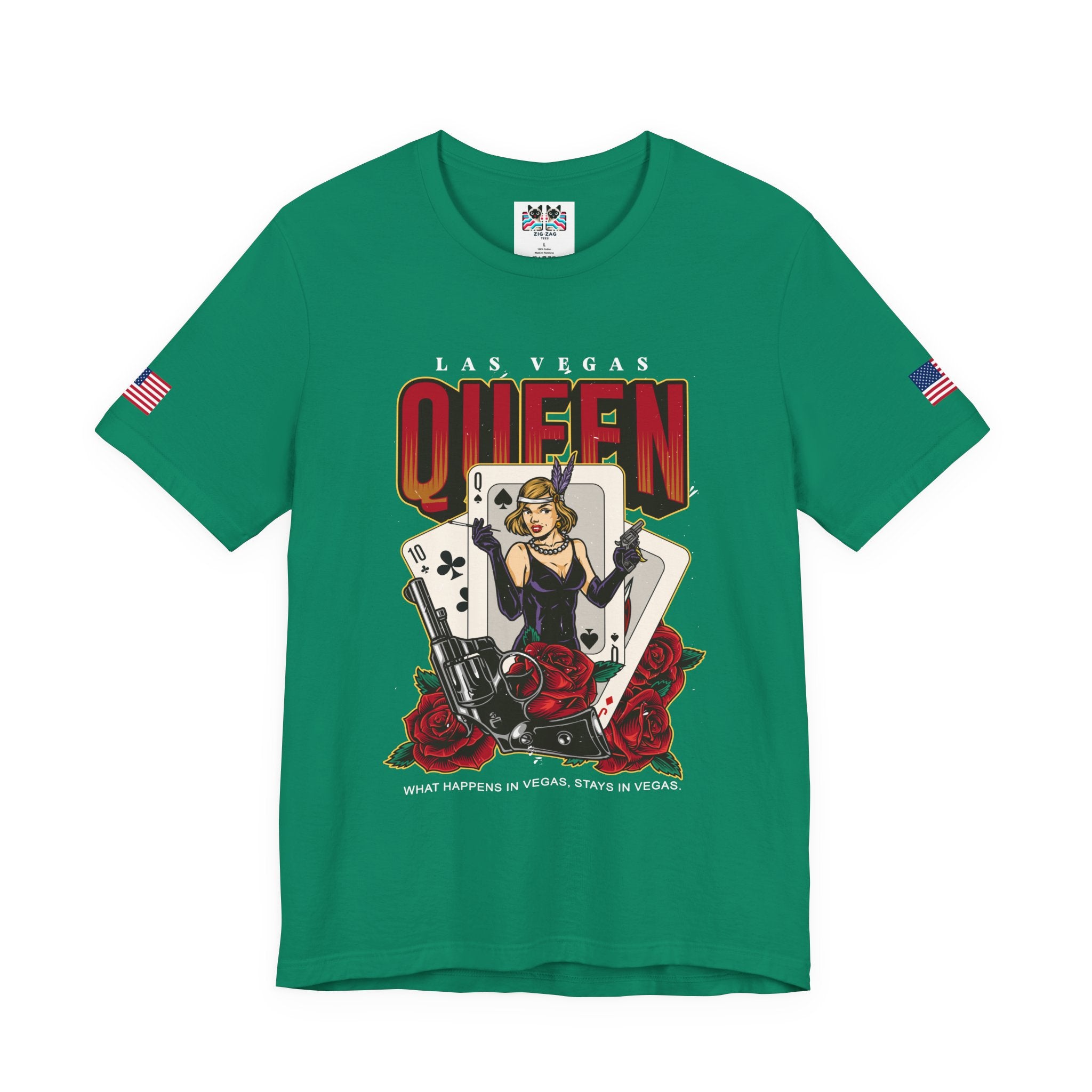 Las Vegas Queen T-Shirt – Gangster Queen of Spades Casino Roses Graphic Tee