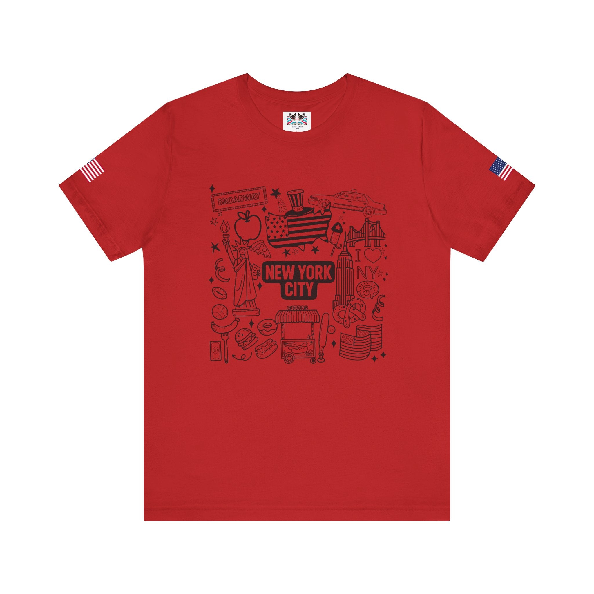 New York City Doodle T-Shirt - Cute NYC Icons Coloring Book Style Tourist Design