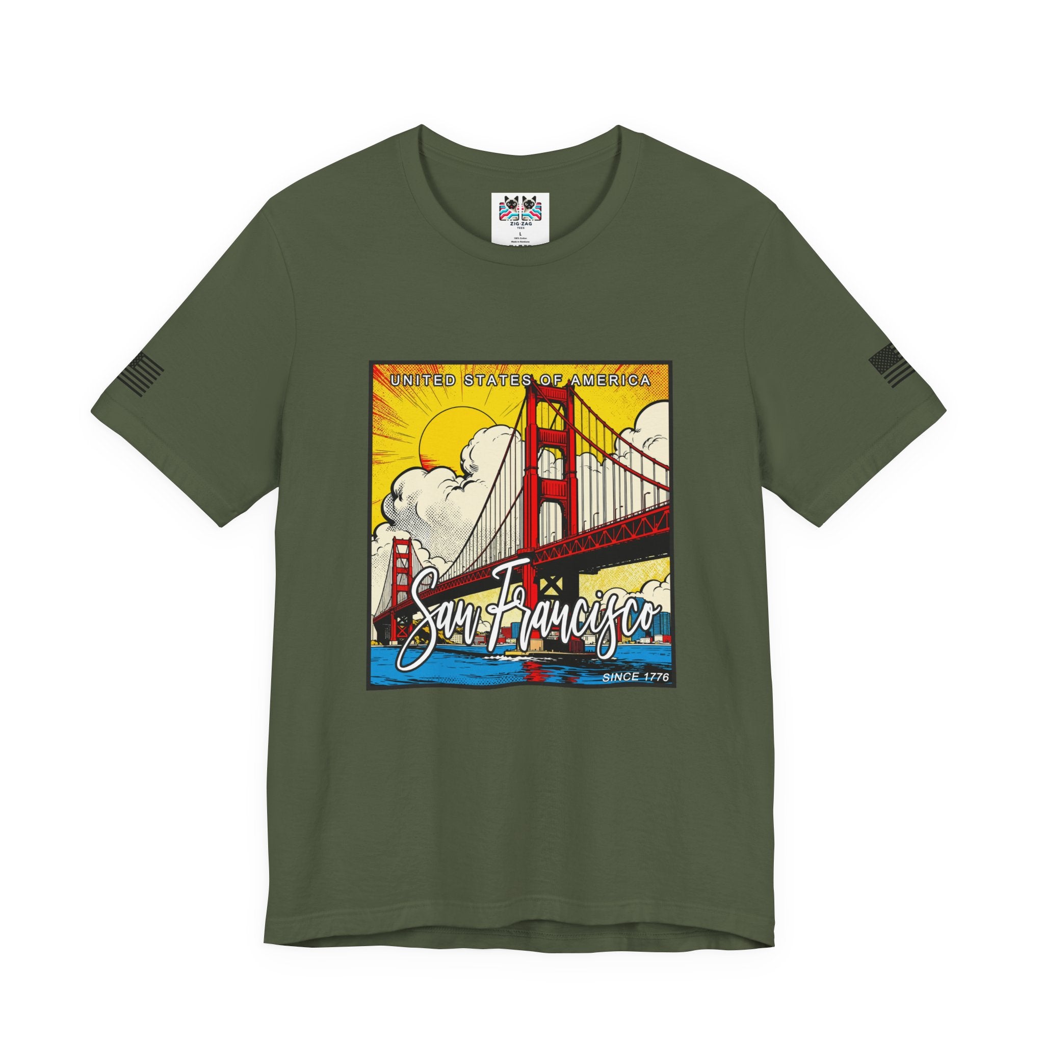 San Francisco Since 1776 T-Shirt – United States of America Comic Pop Art Golden Gate Bridge Graphic Tee