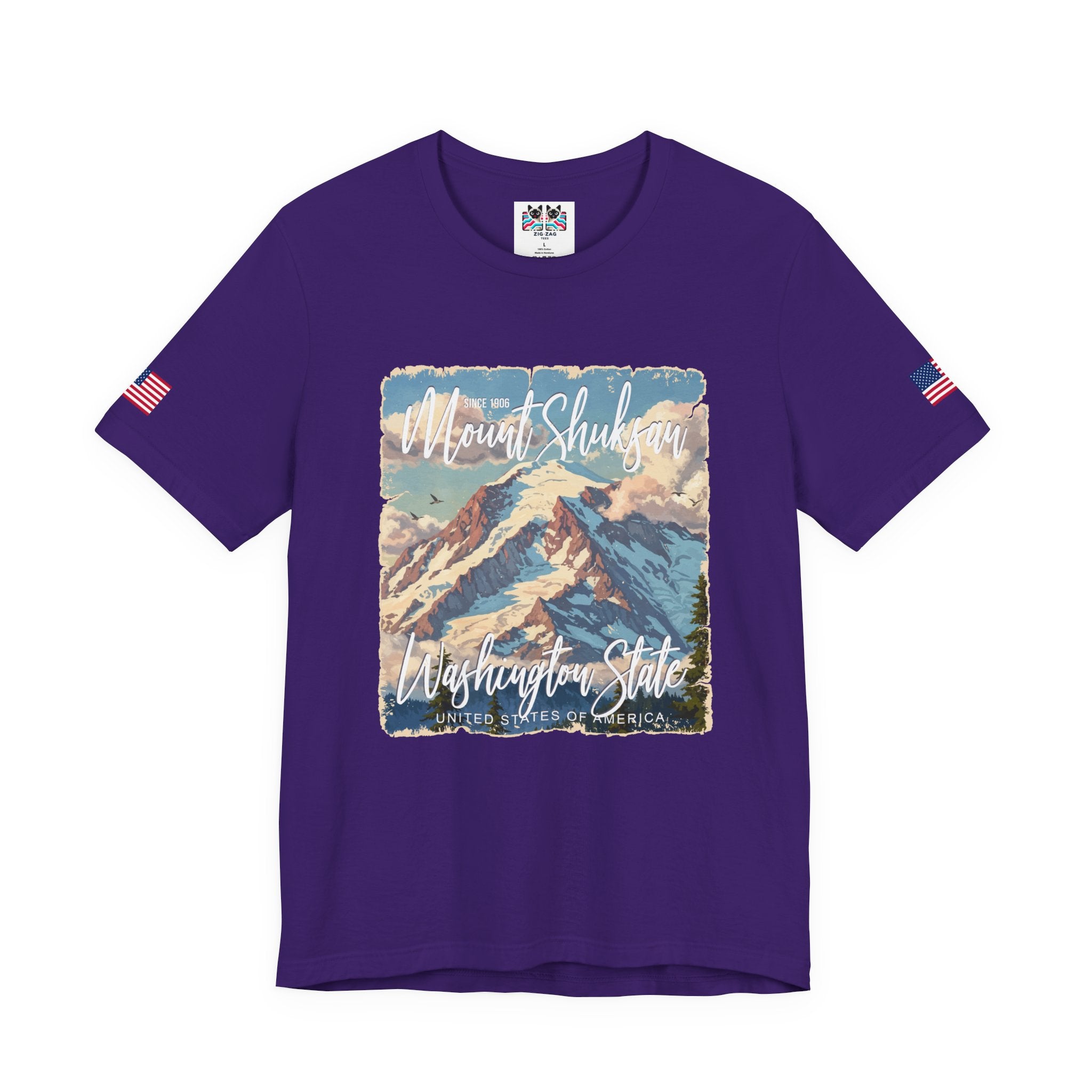 Mount Shuksan Washington State Since 1906 Vintage Travel Poster T-Shirt | North Cascades Hiking Tee | PNW Mountain Shirt