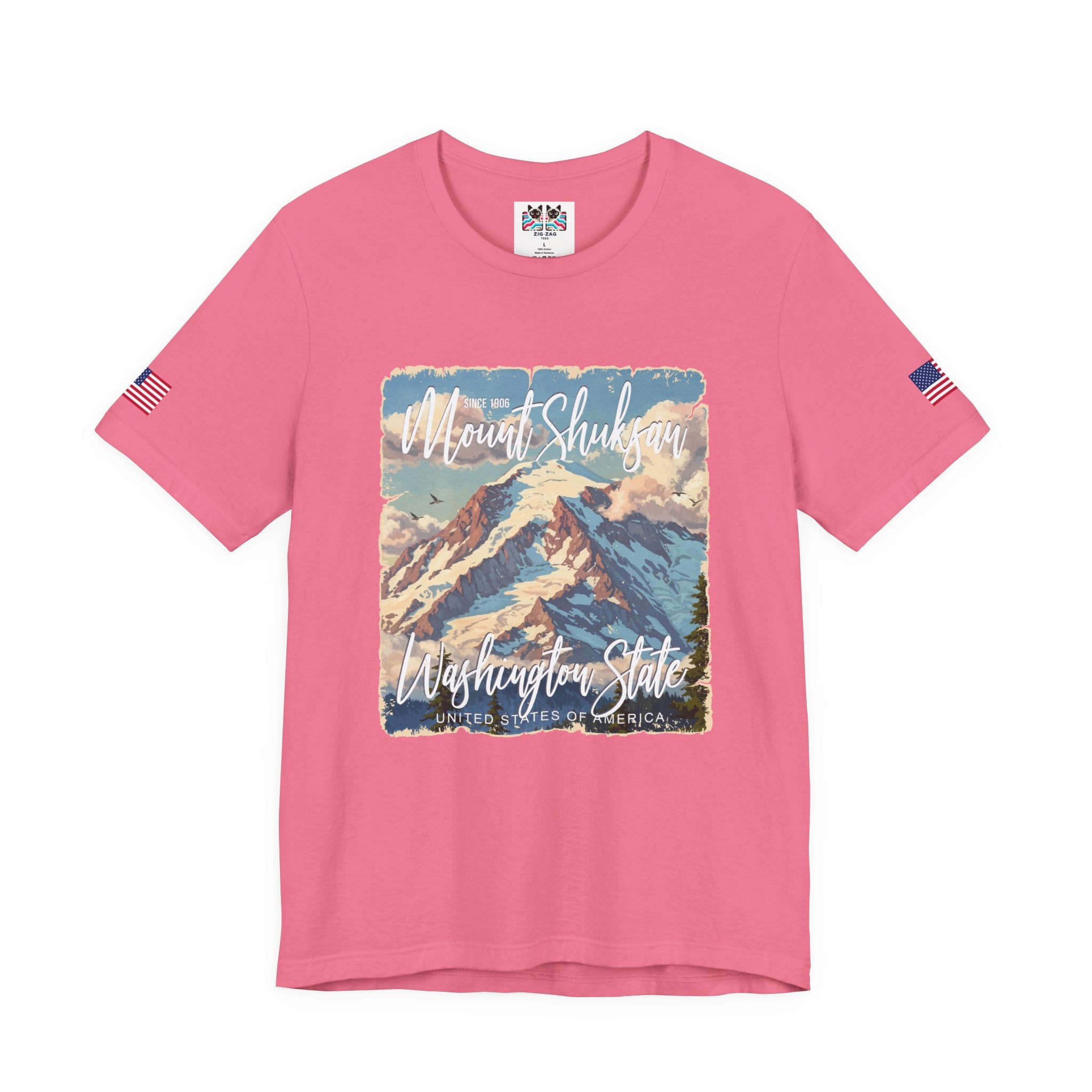 Mount Shuksan Washington State Since 1906 Vintage Travel Poster T-Shirt | North Cascades Hiking Tee | PNW Mountain Shirt