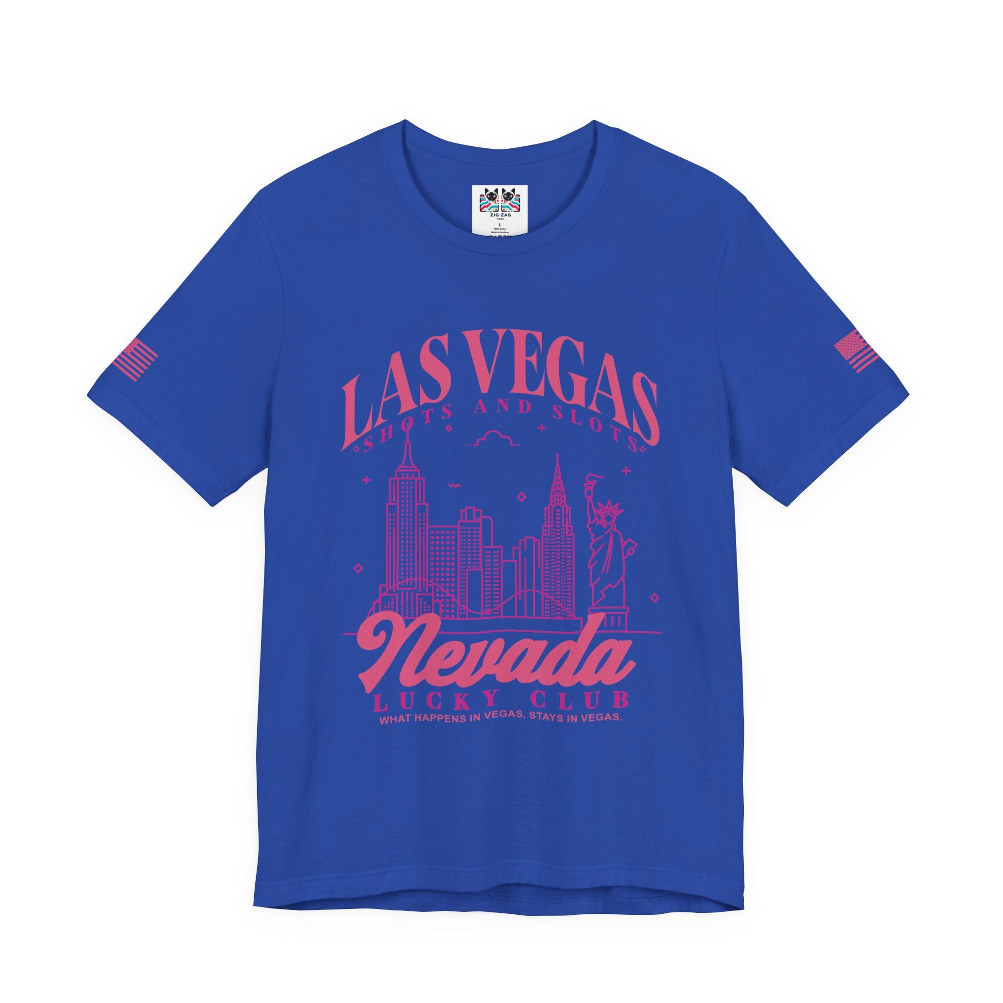 Las Vegas Shots and Slots Nevada Lucky Club T-Shirt – Vegas Skyline Pink Tee