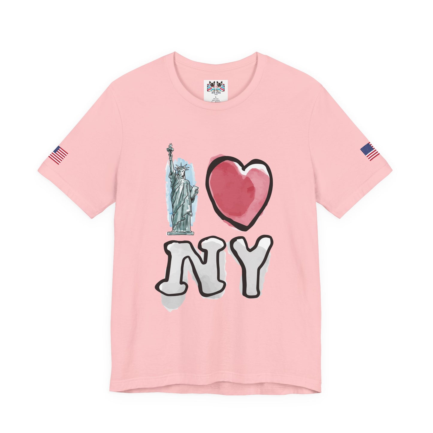 I Love NY T-Shirt - Statue of Liberty Pink Heart Black New York City Design