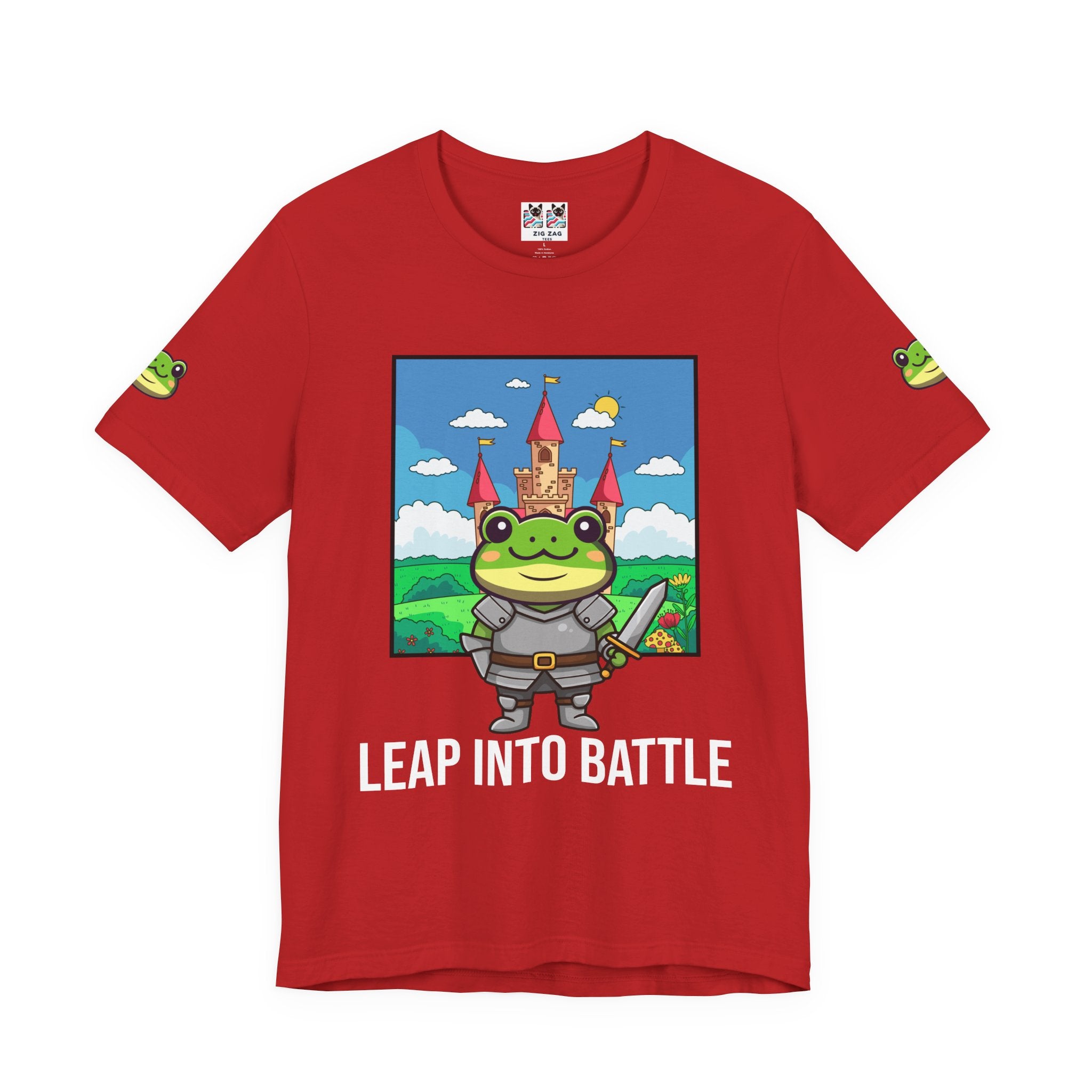 Custom T-Shirt - Knight Frog Castle T-Shirt – Cute Frog Knight Medieval Fantasy Graphic Tee