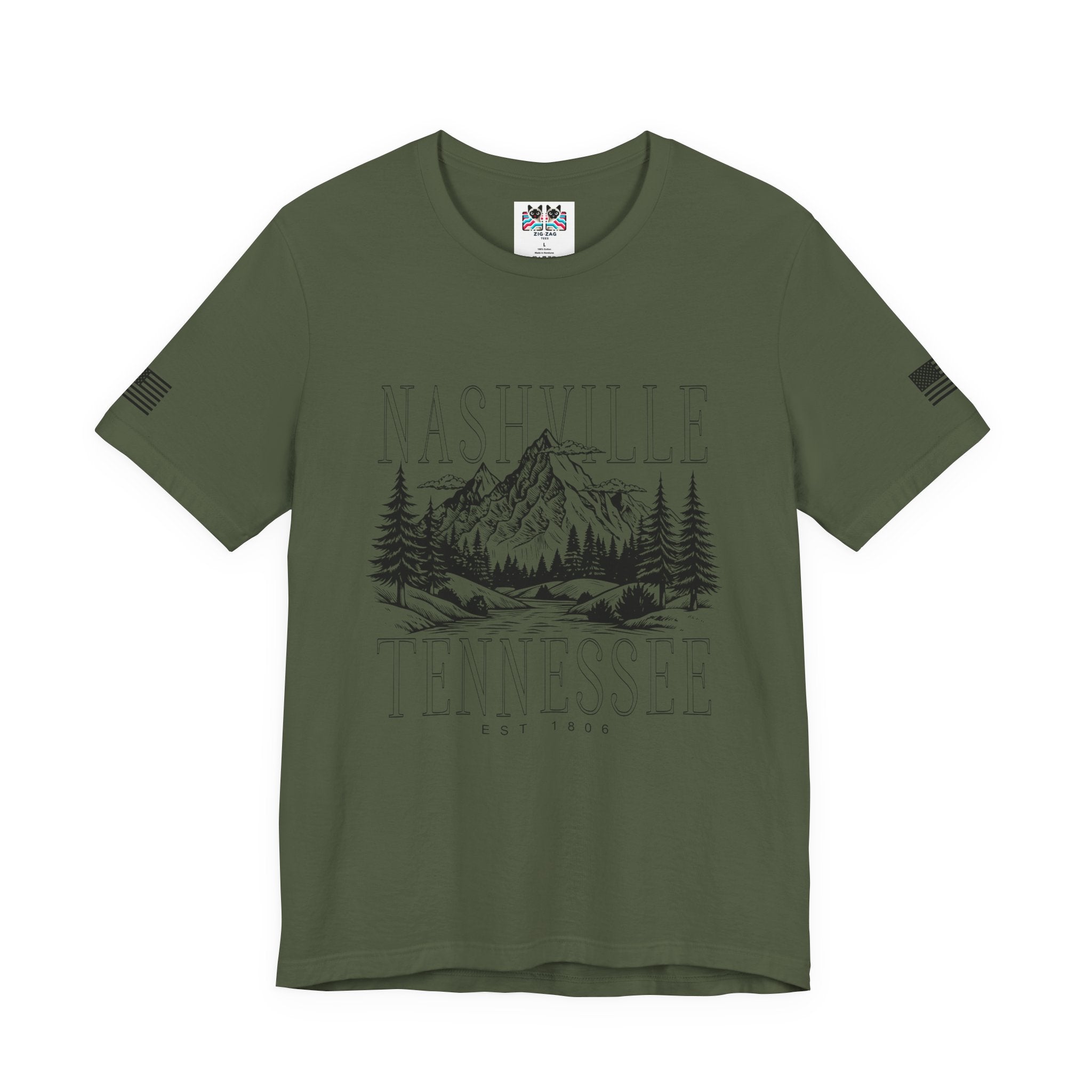 Nashville Tennessee EST 1806 T-Shirt – Mountain Range Line Art Graphic Tee