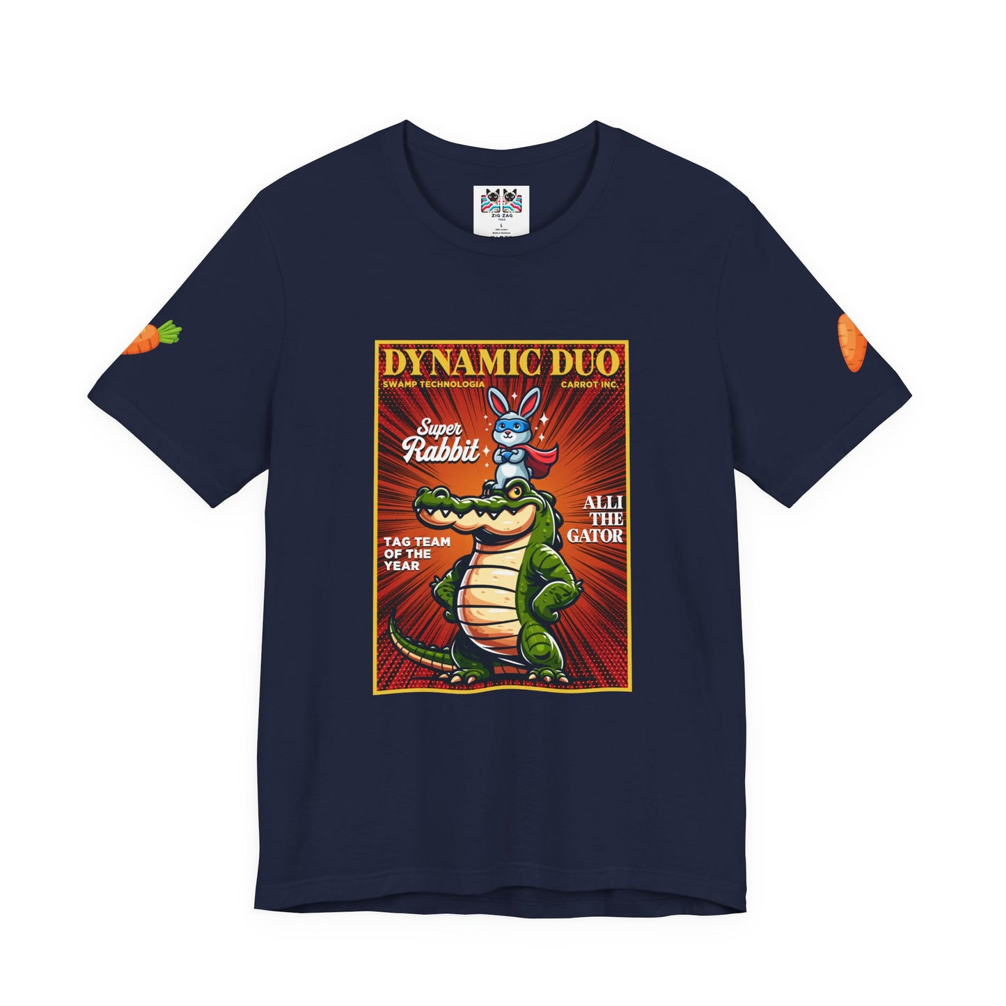 Dynamic Duo Rabbit Alligator T-Shirt – Super Rabbit Alli the Gator Tag Team Graphic Tee