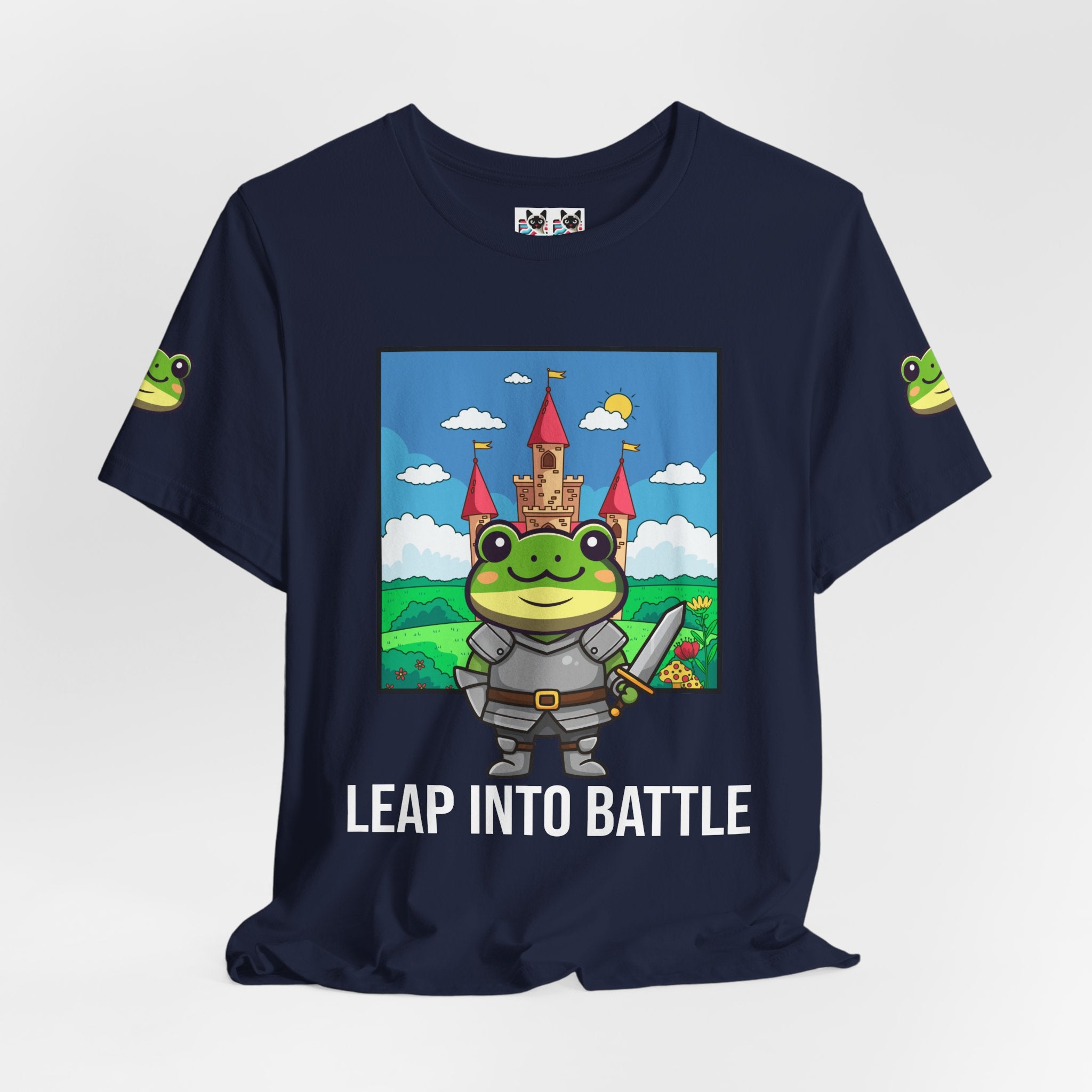 Custom T-Shirt - Knight Frog Castle T-Shirt – Cute Frog Knight Medieval Fantasy Graphic Tee