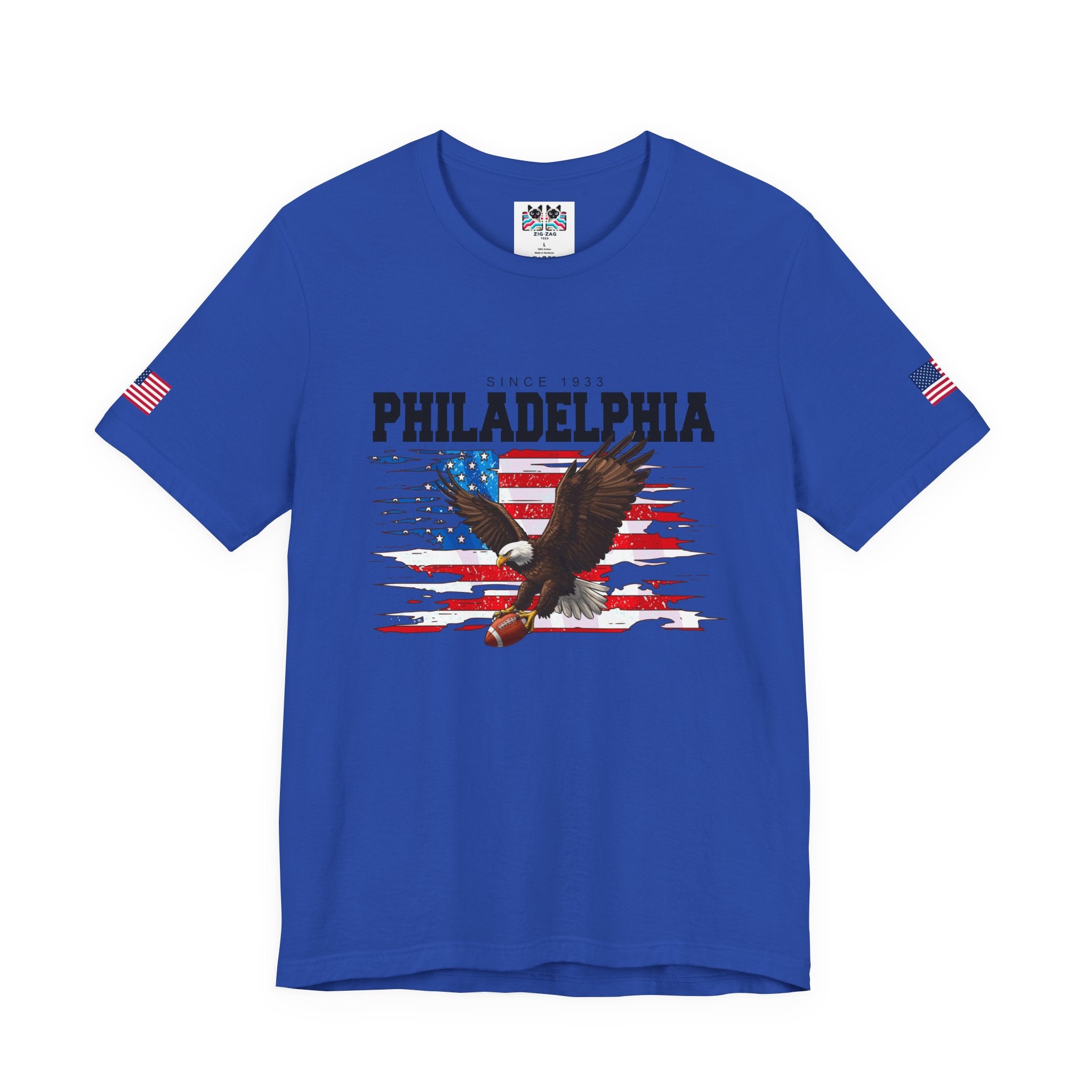 Philadelphia Eagles Since 1933 Bald Eagle American Flag Football T-Shirt | Patriotic Philly Fan Shirt | Game Day Tee