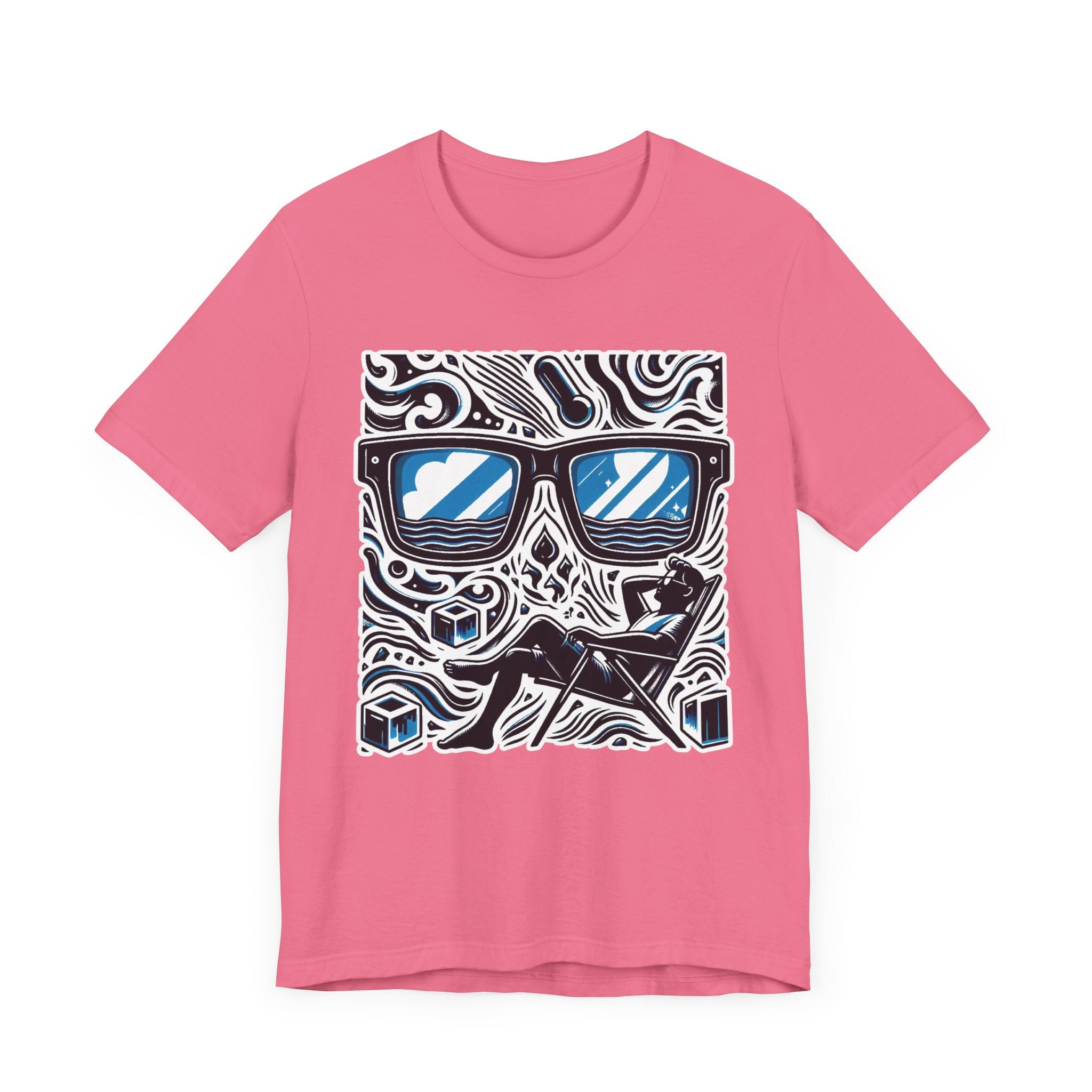 Abstract Relaxation | Man in Chair with Sunglasses Graphic T-Shirt