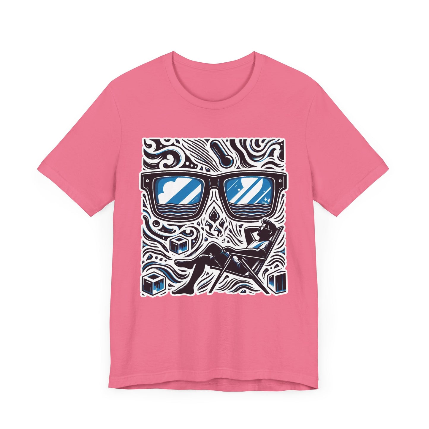 Abstract Relaxation | Man in Chair with Sunglasses Graphic T-Shirt
