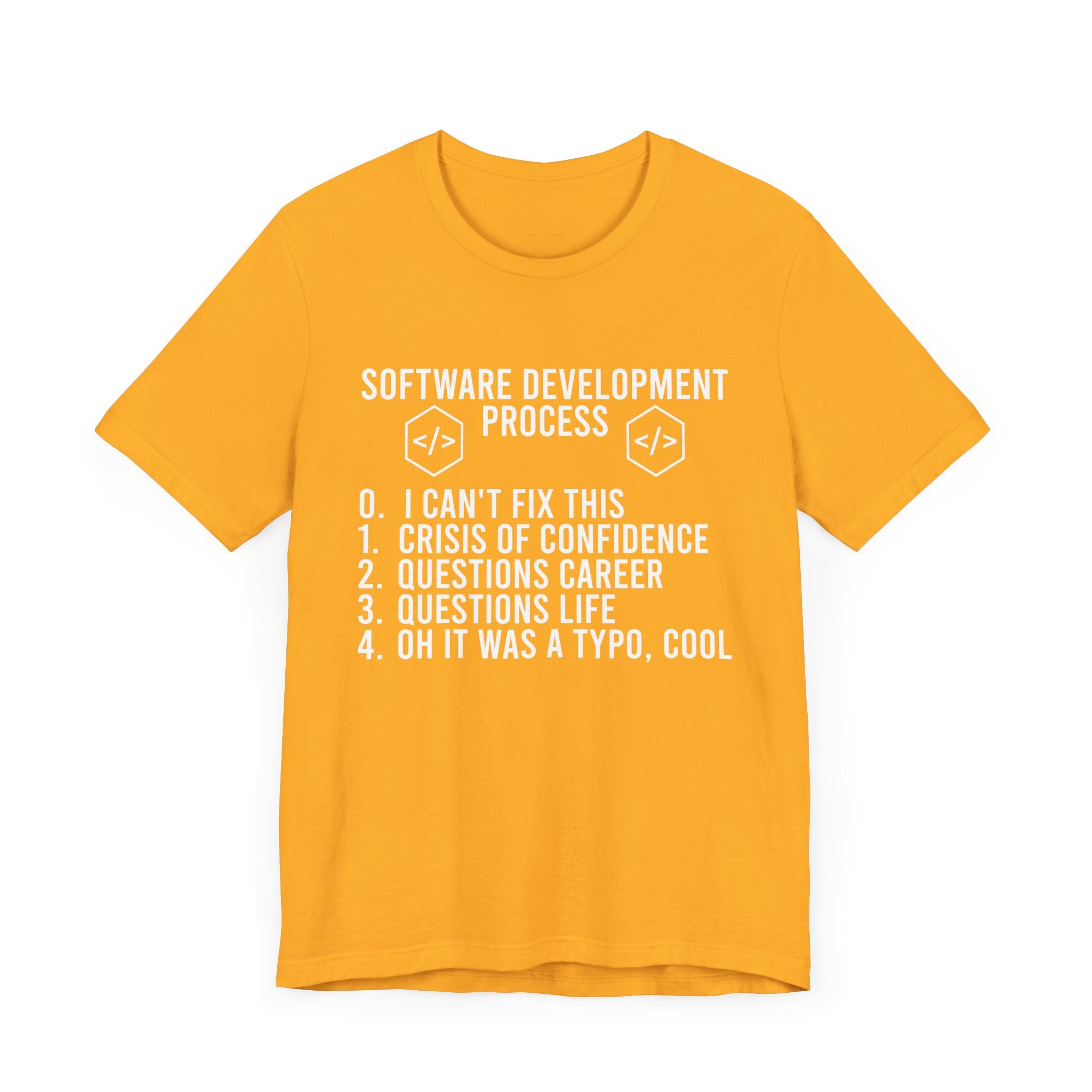 Software Engineering Humor Tee – Programmer Crisis Life Cycle