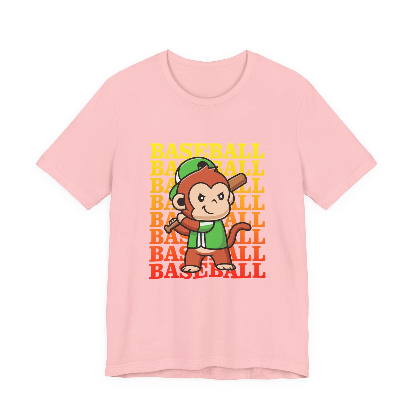 Baseball tshirt - Baseball Monkey Player Tshirt Large Graphic Monkey Baseball Player with Baseball Text Background