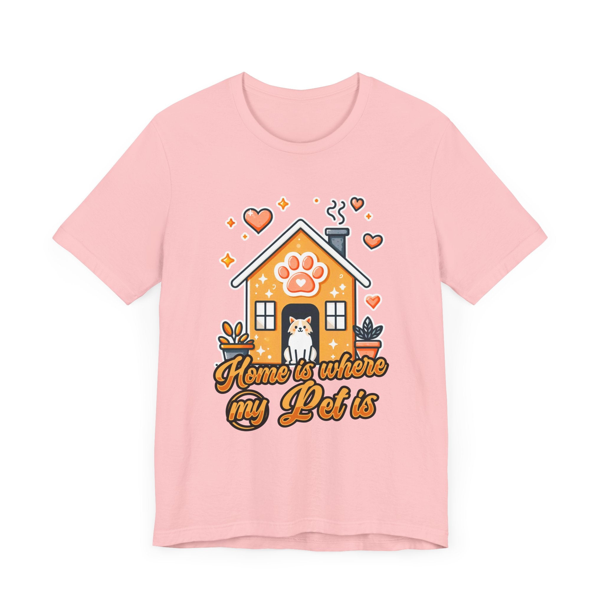 Home is Where My Pet Is | Dog at Dog House with Stars & Hearts T-Shirt