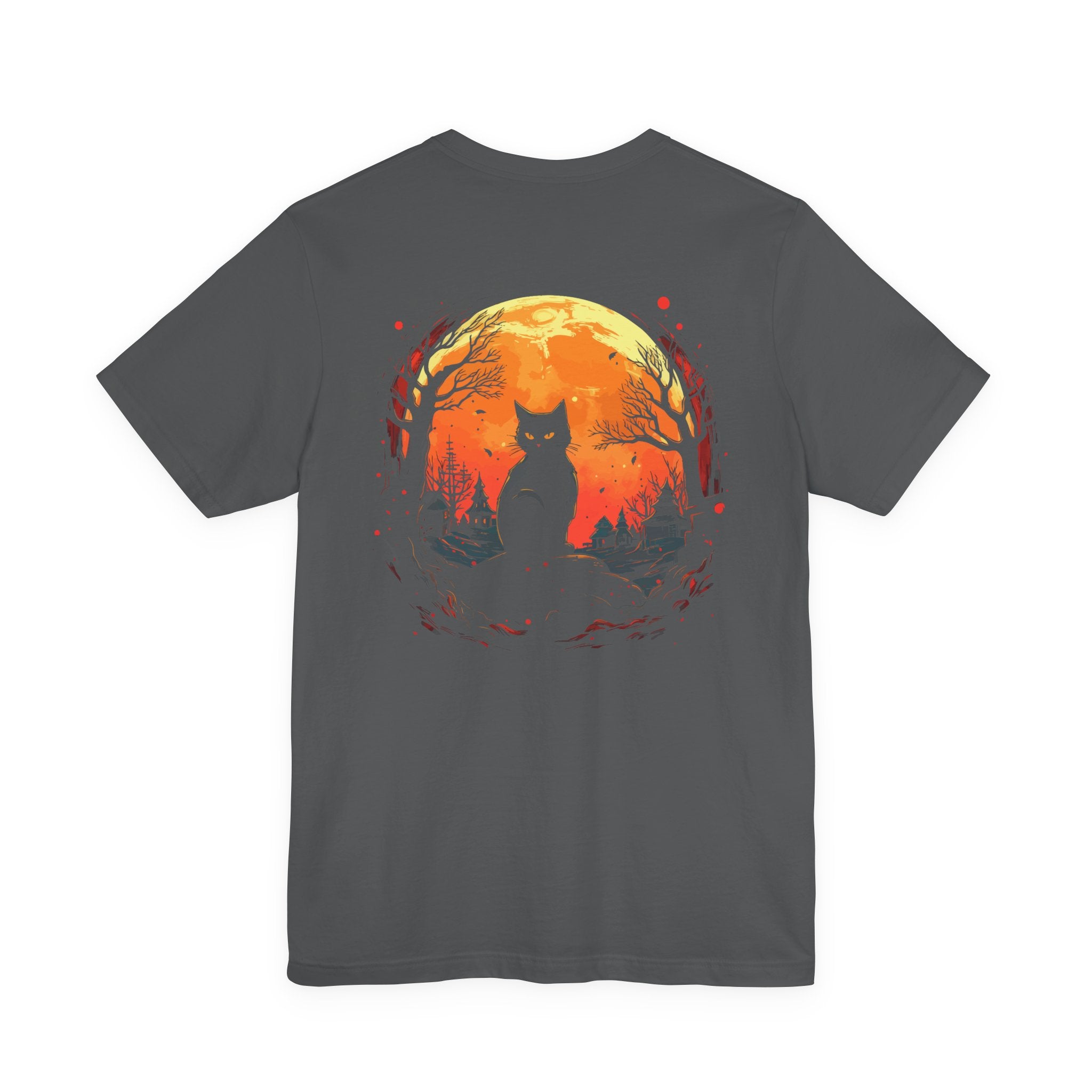 Black Cat Full Harvest Moon Halloween Night T-Shirt