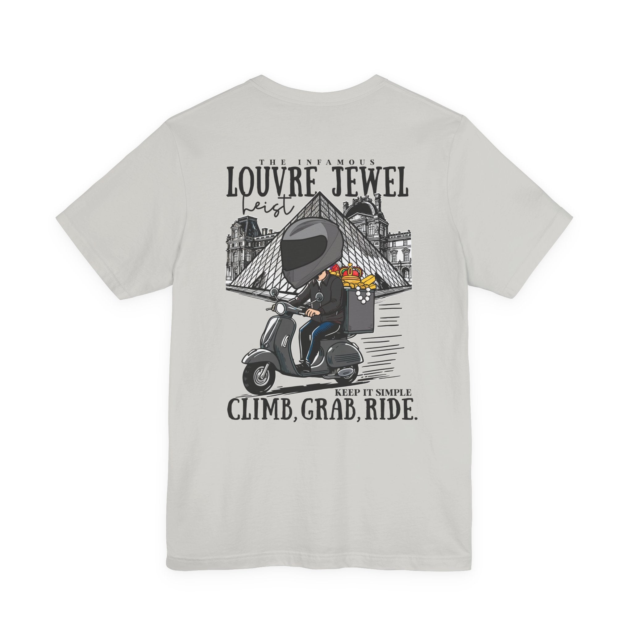 The Louvre Jewel Heist – Paris Heist Humor [Black Text] T-Shirt