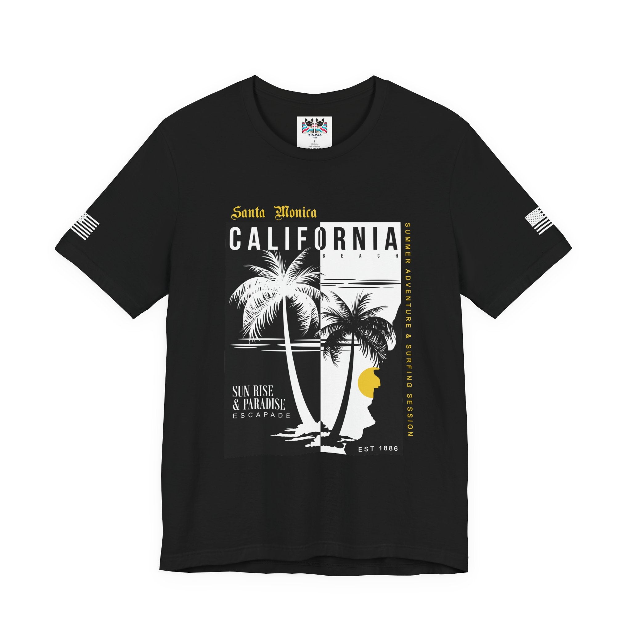 Santa Monica California Beach T-Shirt – Summer Adventure Surfing Session Sun Rise Paradise Tee