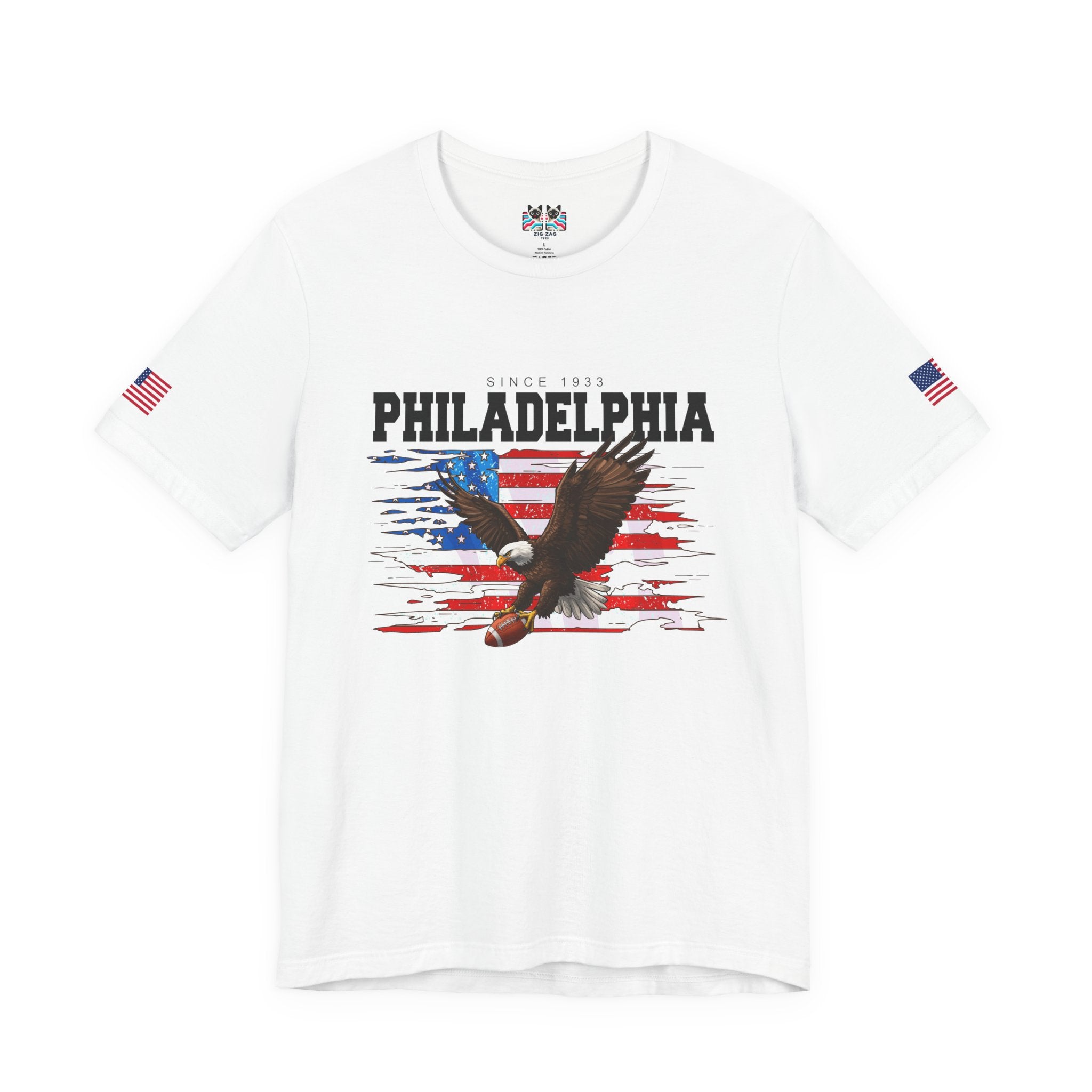 Philadelphia Eagles Since 1933 Bald Eagle American Flag Football T-Shirt | Patriotic Philly Fan Shirt | Game Day Tee