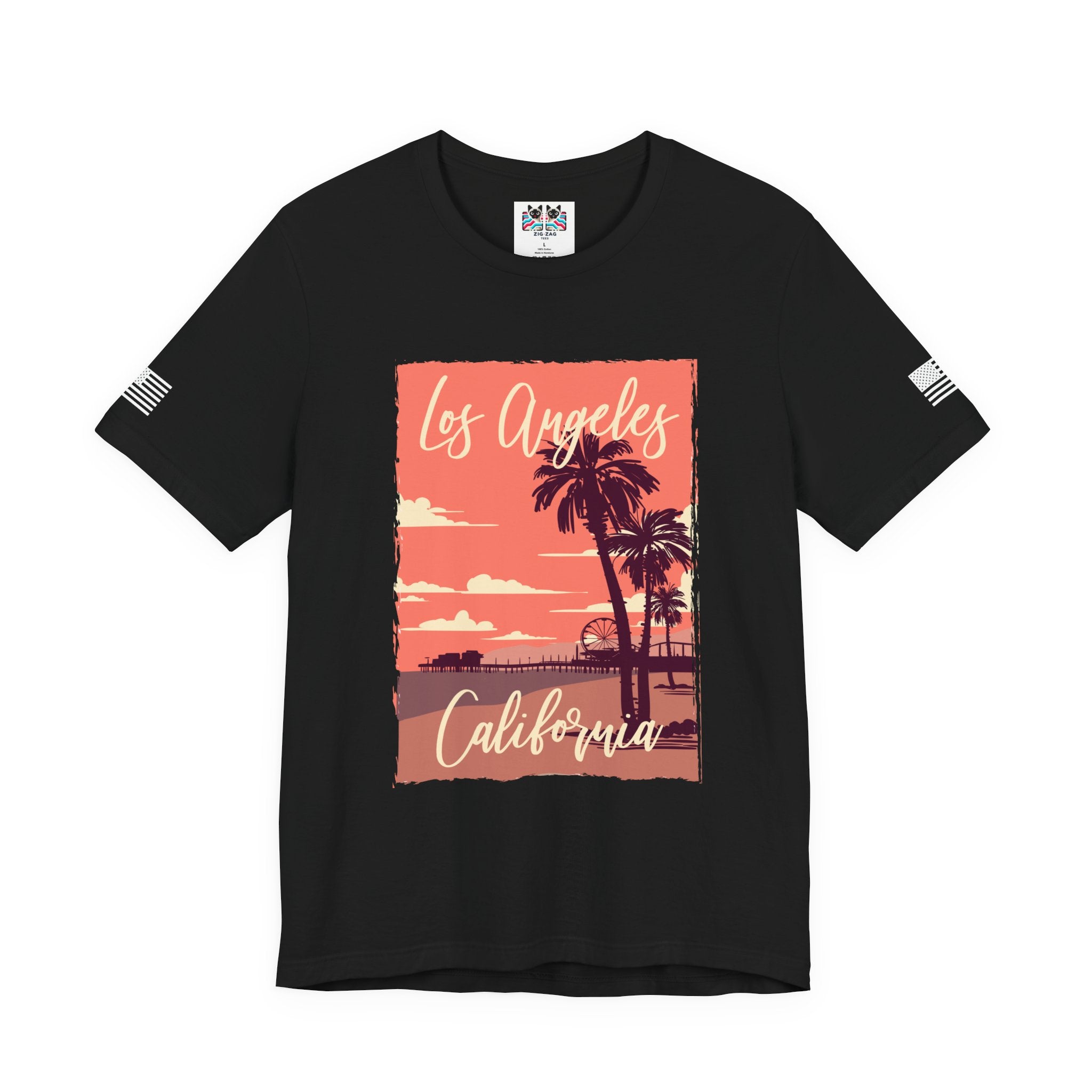 Los Angeles California EST 1850 T-Shirt – Retro Palm Tree Sunset Souvenir Tee