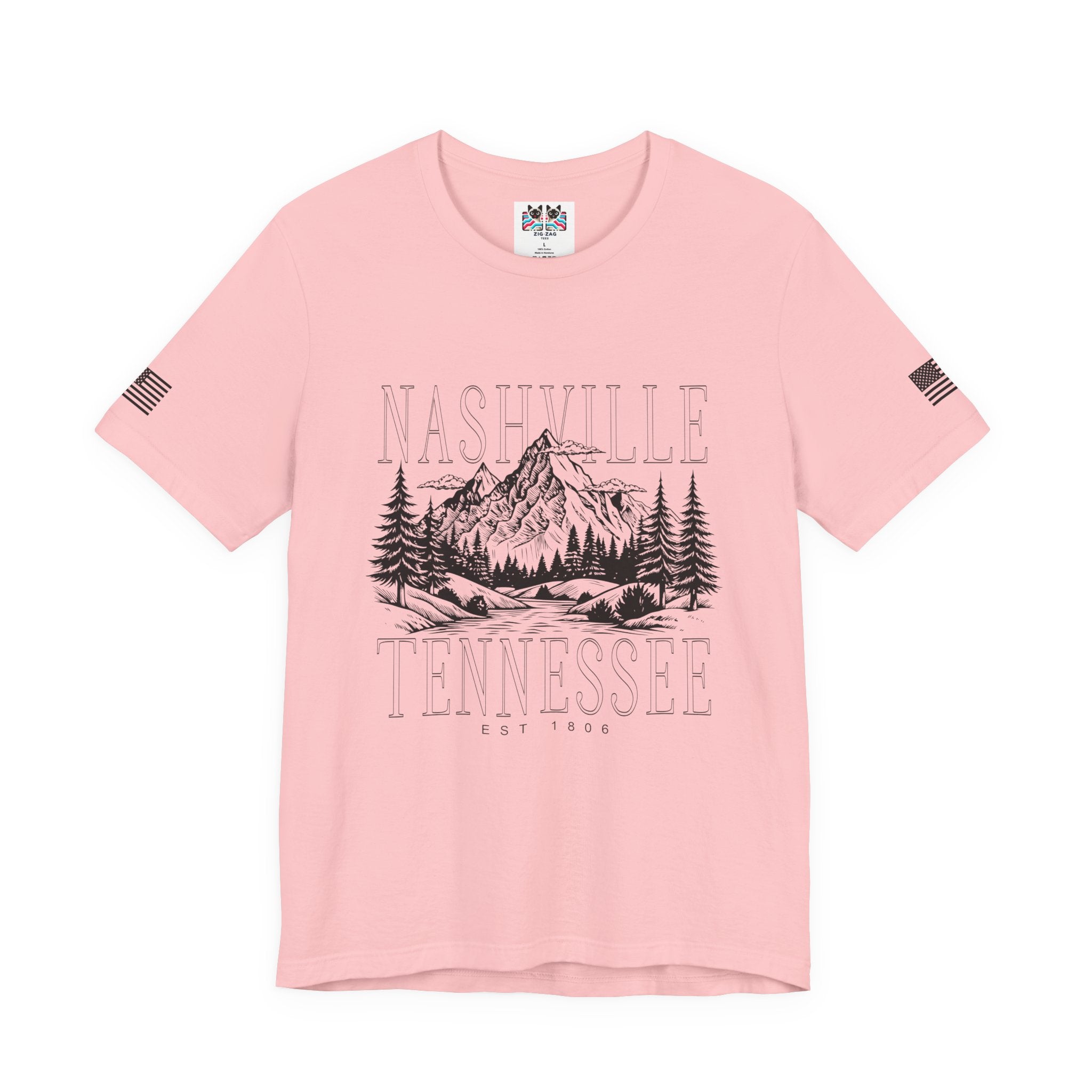 Nashville Tennessee EST 1806 T-Shirt – Mountain Range Line Art Graphic Tee